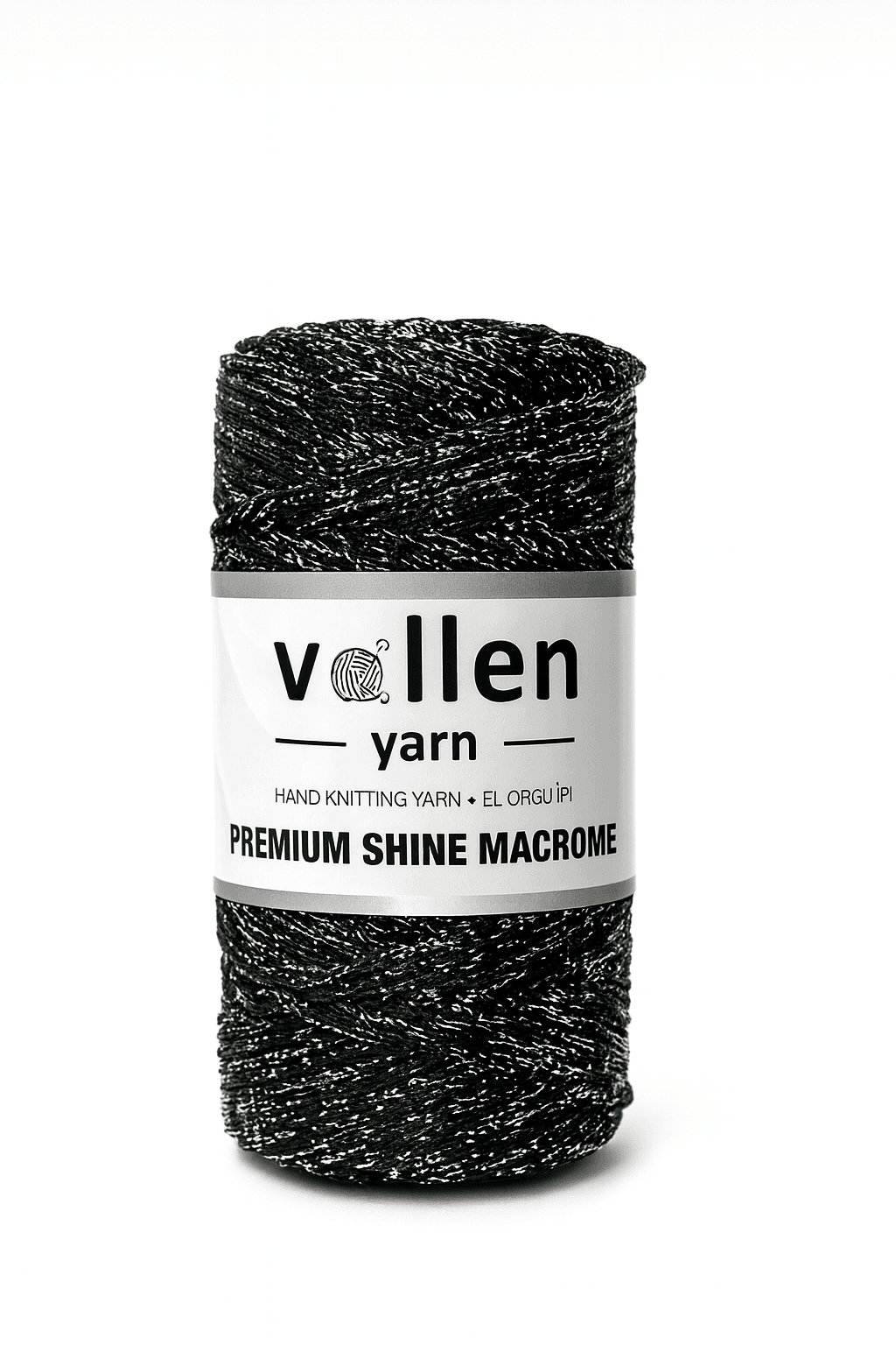  Vollen Yarn Premium Shine (Simli) Polyester Makrome 100Gr/150M ,çanta ipi,supla ipi,bileklik ipi - 3804:Siyah