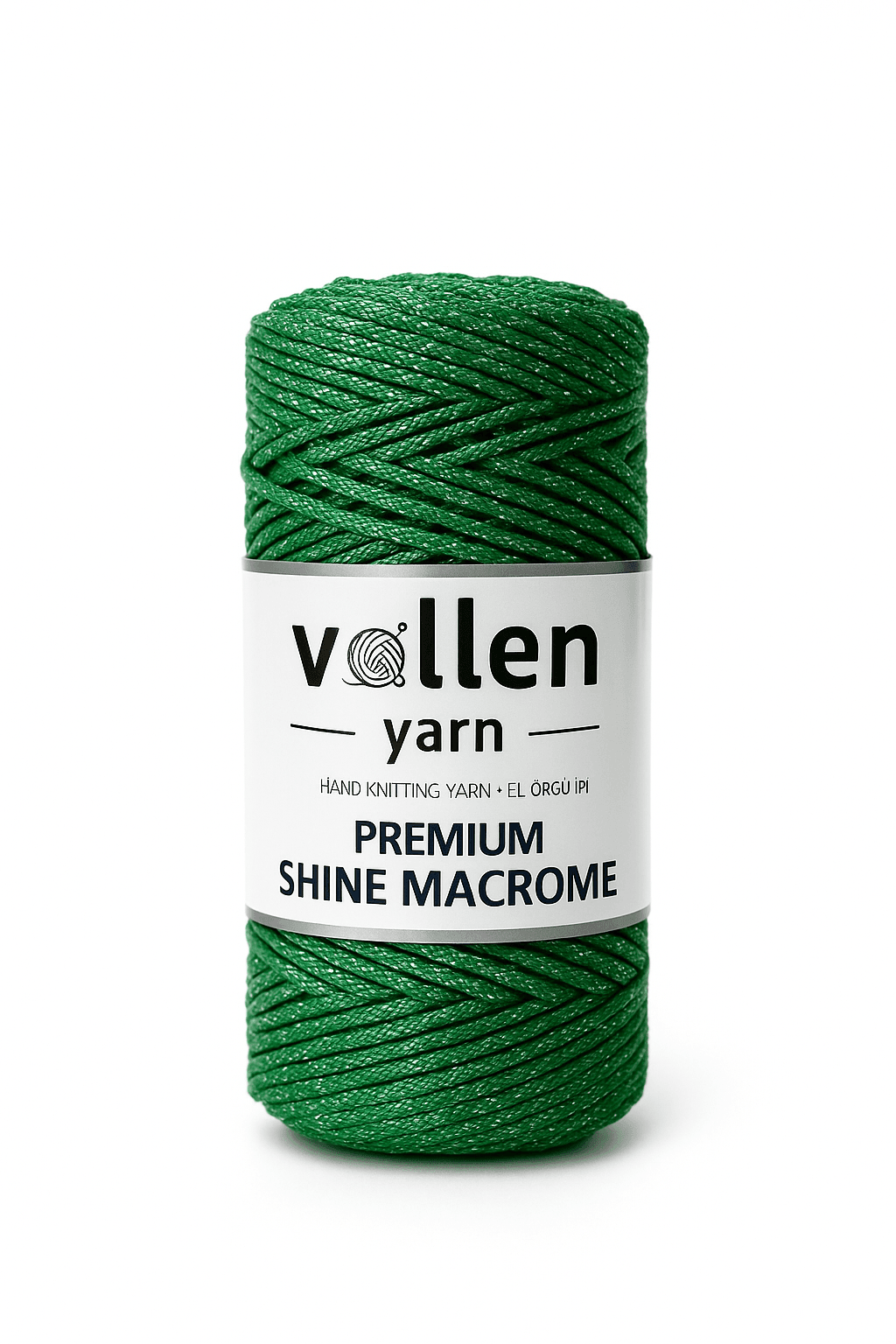  Vollen Yarn Premium Shine (Simli) Polyester Makrome 100Gr/150M ,çanta ipi,supla ipi,bileklik ipi - 3809:Yeşil