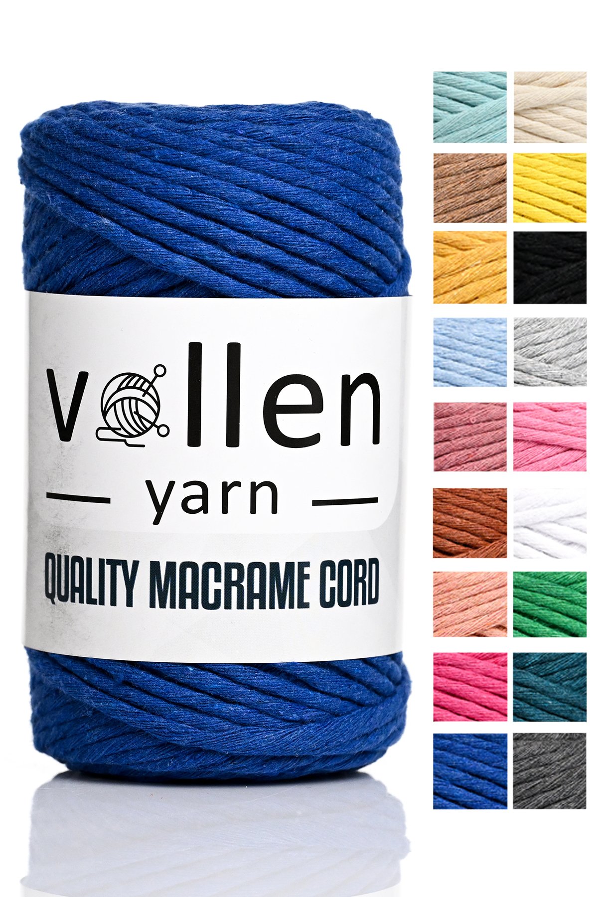 Vollen Yarn Taranan Makrome Ipi 3mm Taranabilir Pamuk Makrome Ipi Makrame Ipi  - 4313 SAKS MAVİ