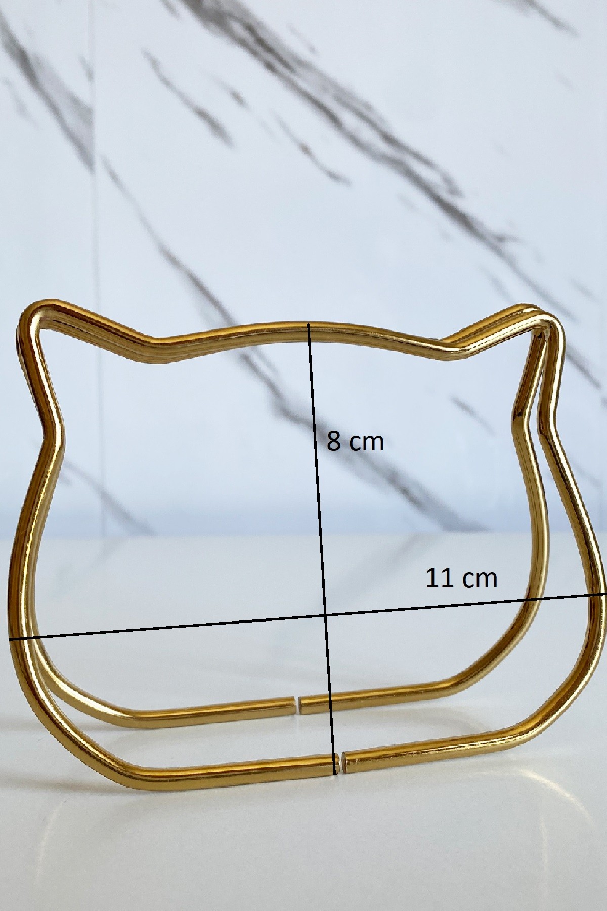 Vollen Yarn Metal Çanta Sapı Kedi Model 11x8 cm - Altın