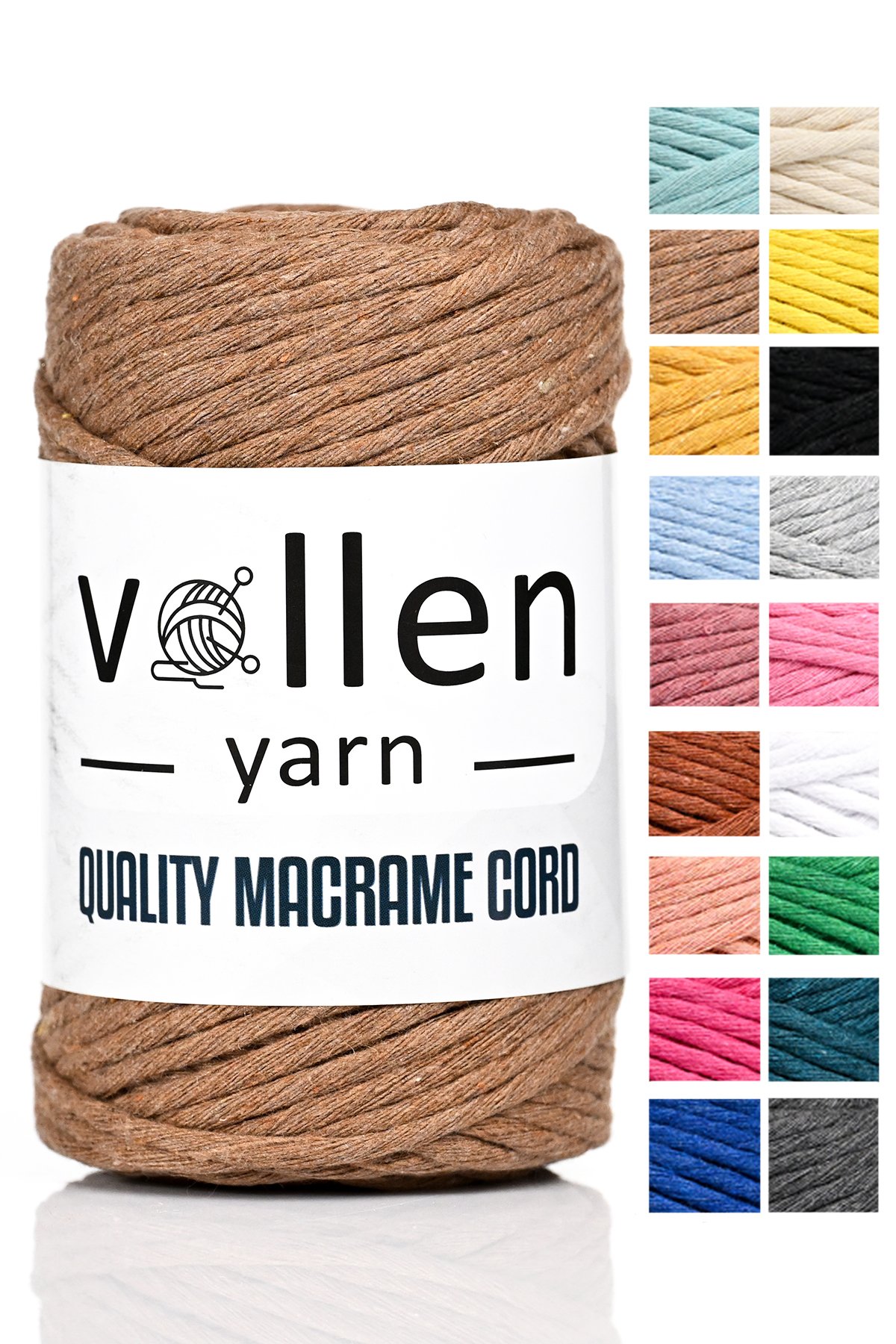 Vollen Yarn Taranan Makrome Ipi 3mm Taranabilir Pamuk Makrome Ipi Makrame Ipi  - 4315 KAHVE