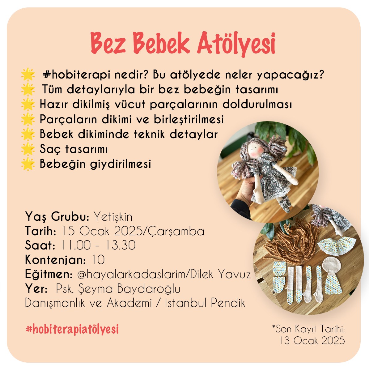 #hobiterapi Bez Bebek Atölyesi - 15 Ocak 2025