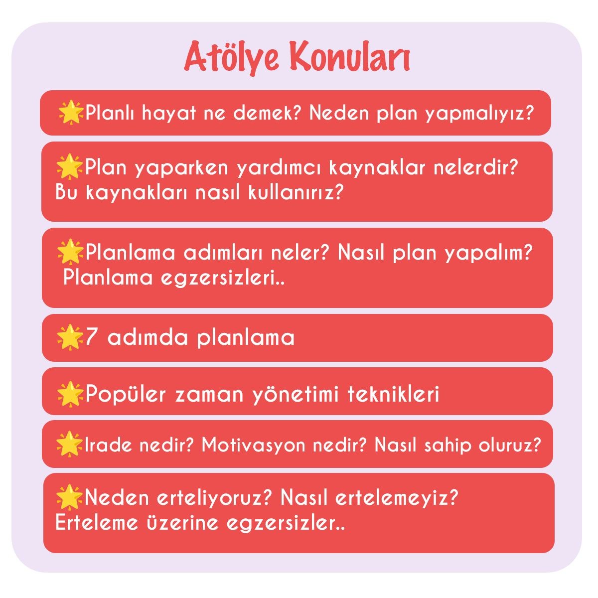 Planlama Atölyesi / 6-7 Aralık 2024 (2 Oturum)