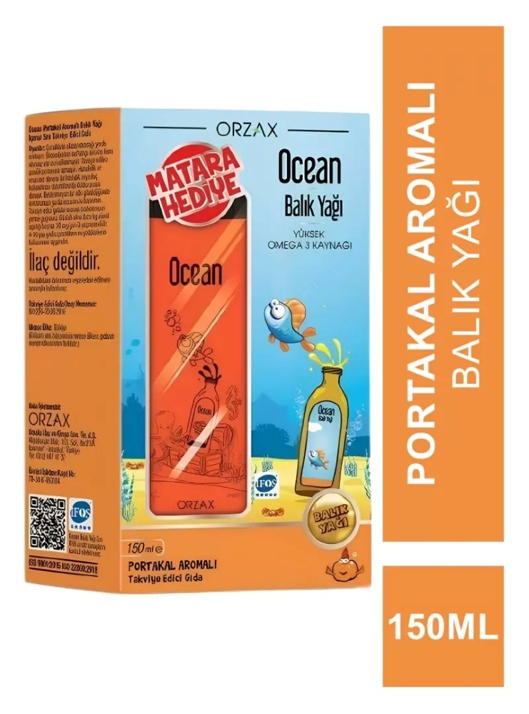 Ocean Balık Yağı Portakal Aromalı Şurup 150 ml - Matara Hediyeli