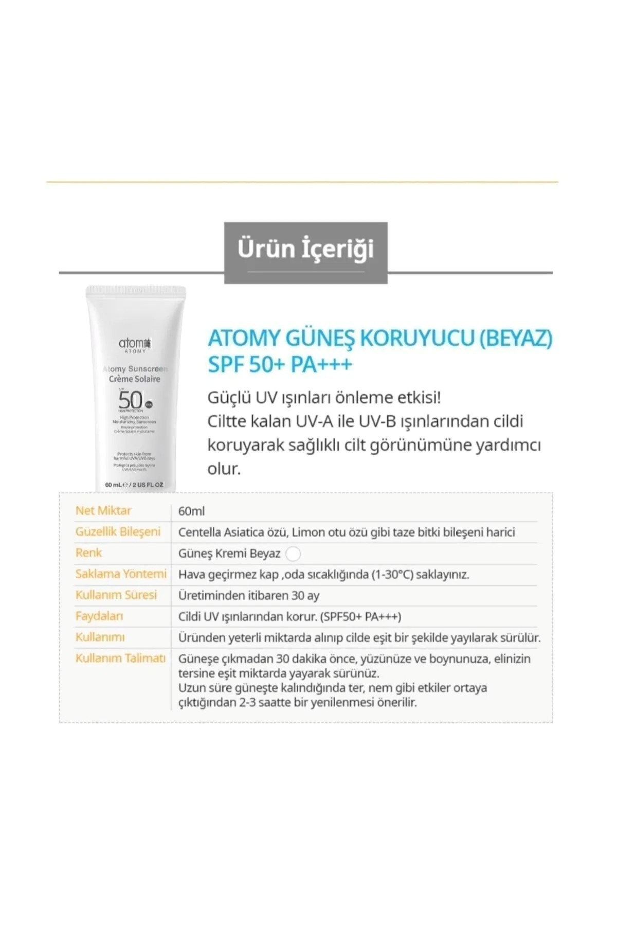 Atomy Sunscreen Spf50 Pa (WHİTE)