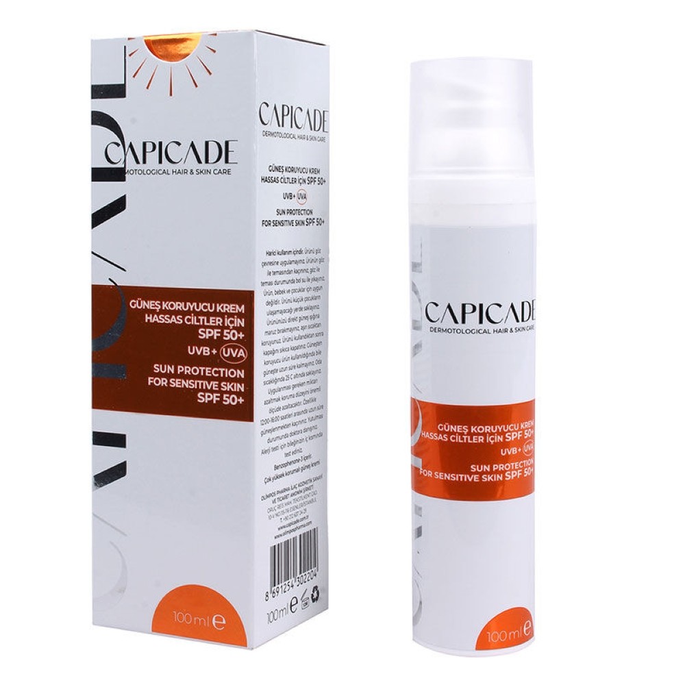 Capicade Güneş Koruyucu Krem Hassas Ciltler İçin SPF50+ 100 ml