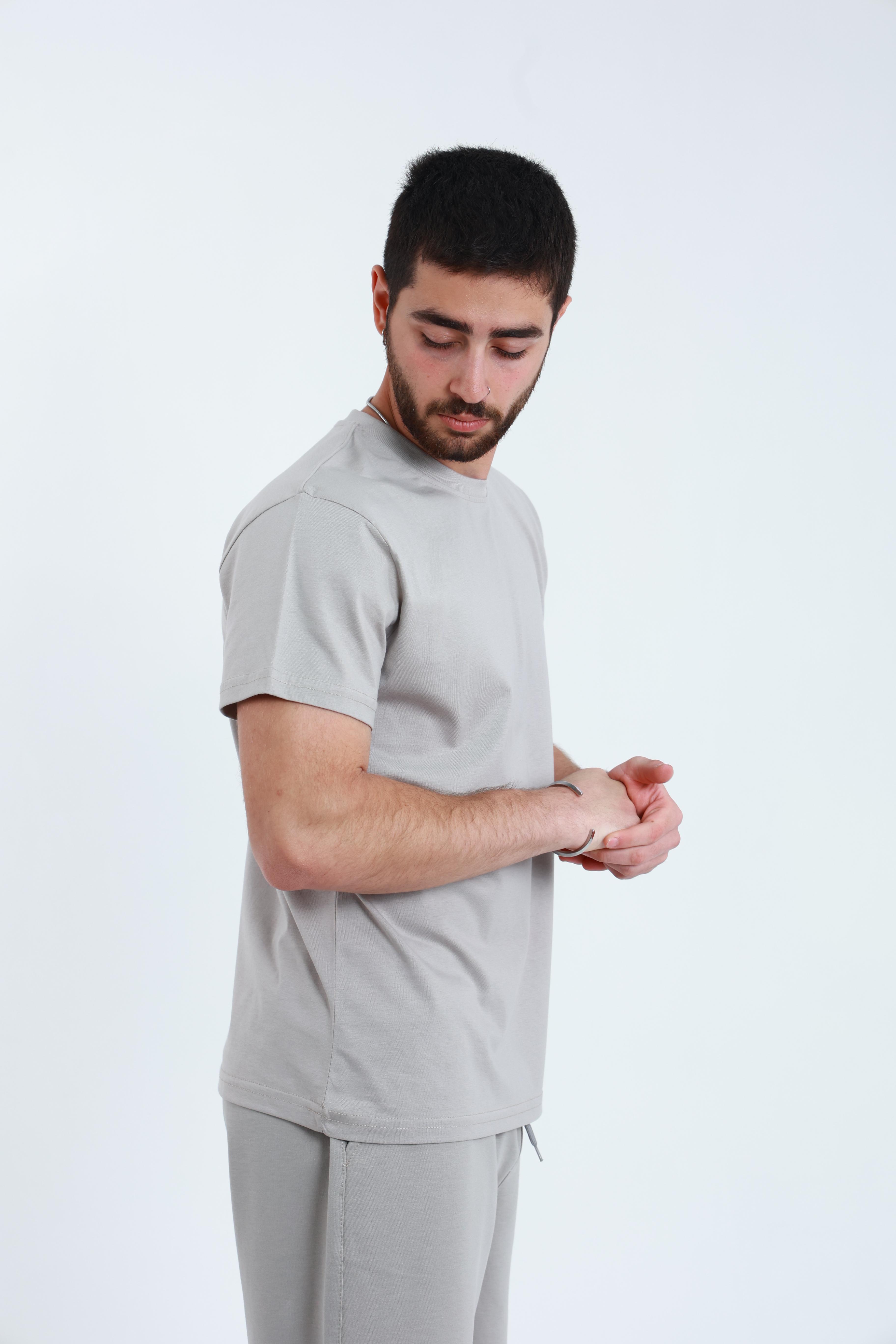 Erkek Penye Regular T-Shirt Taş