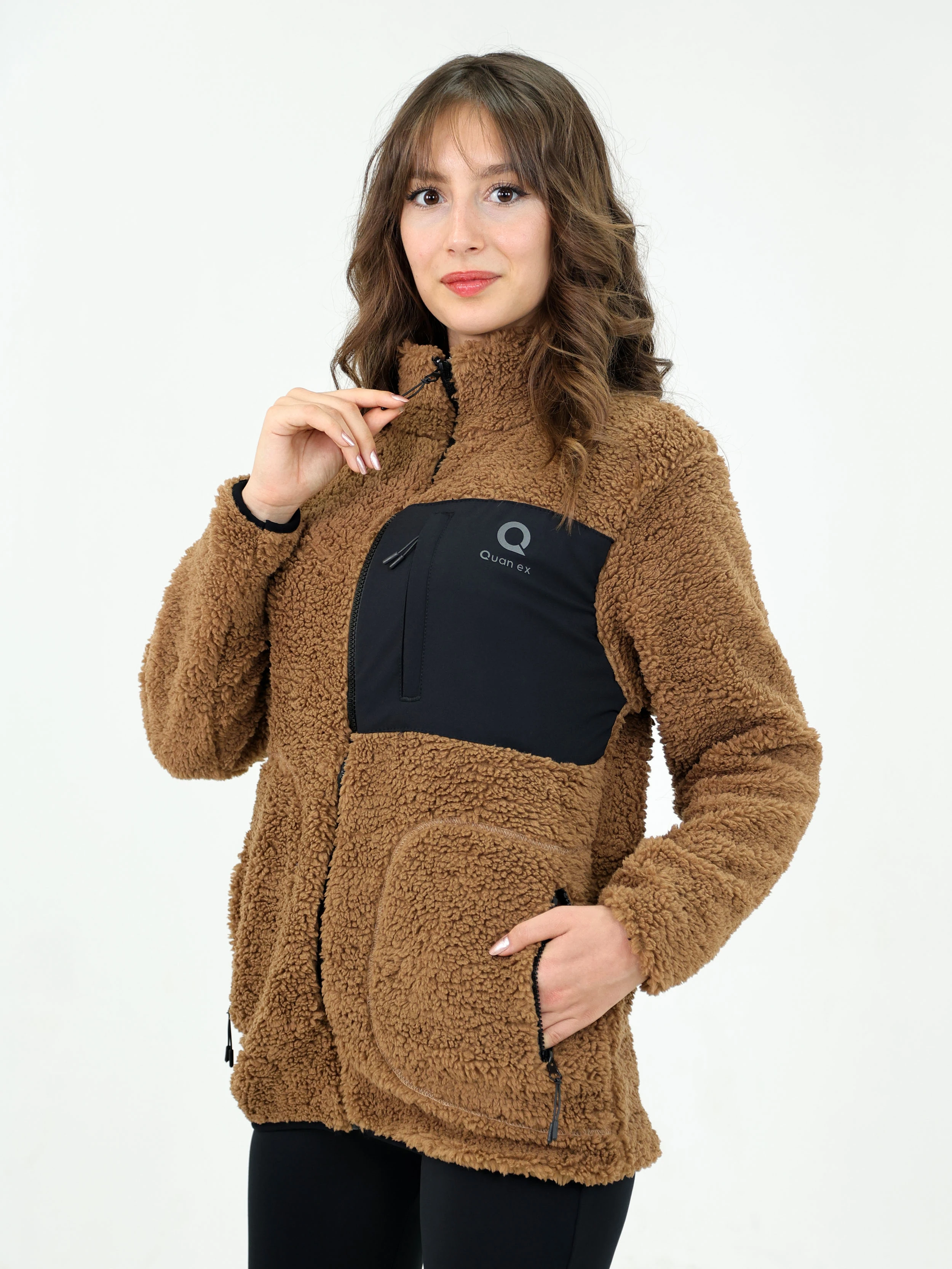 Kahverengi Kadın Kuzu Welsoft Polar Ceket