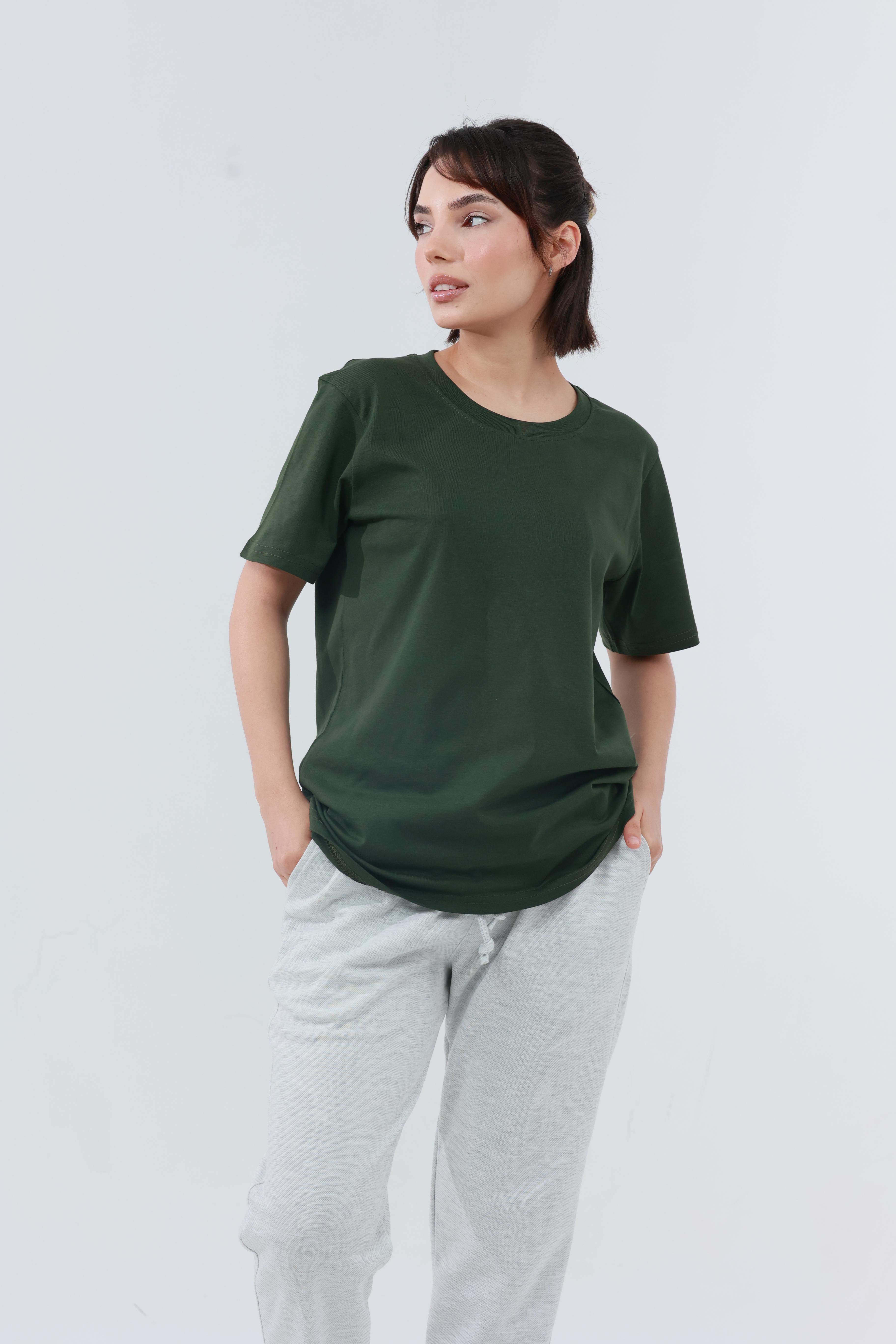 Kadın Penye Regular T-Shirt Haki