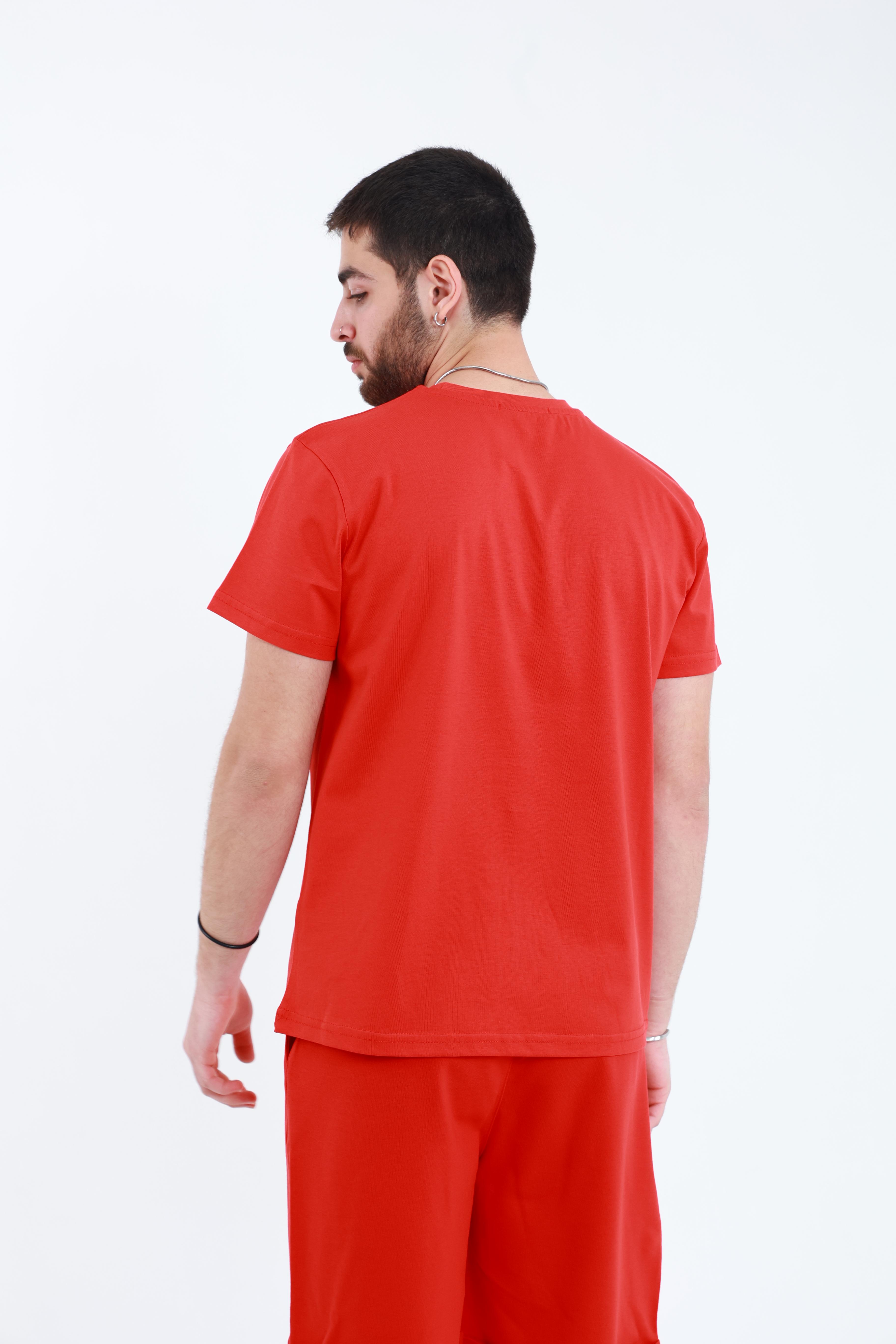 Erkek Penye Regular T-Shirt Kırmızı