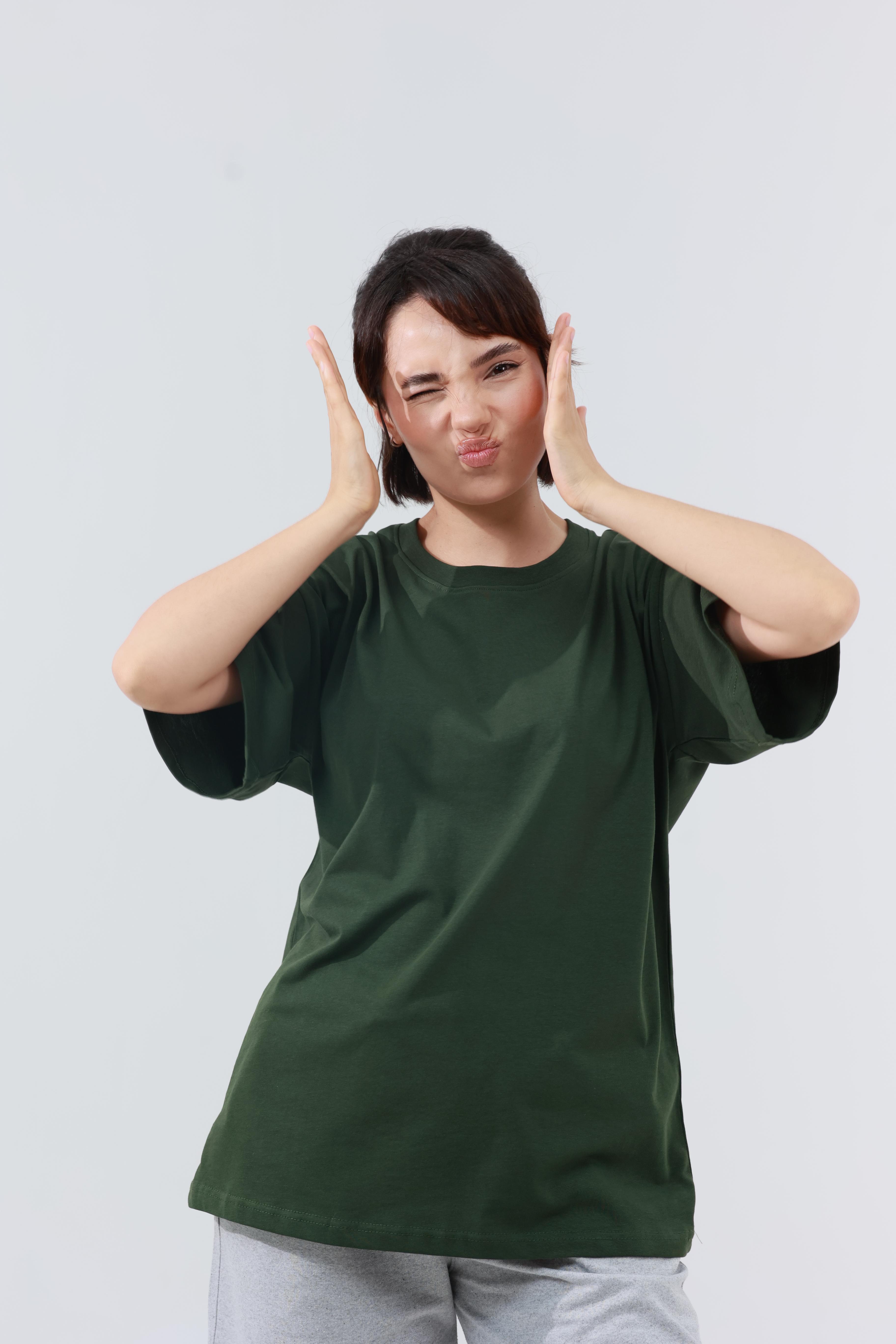Kadın Penye Oversized T-Shirt Haki