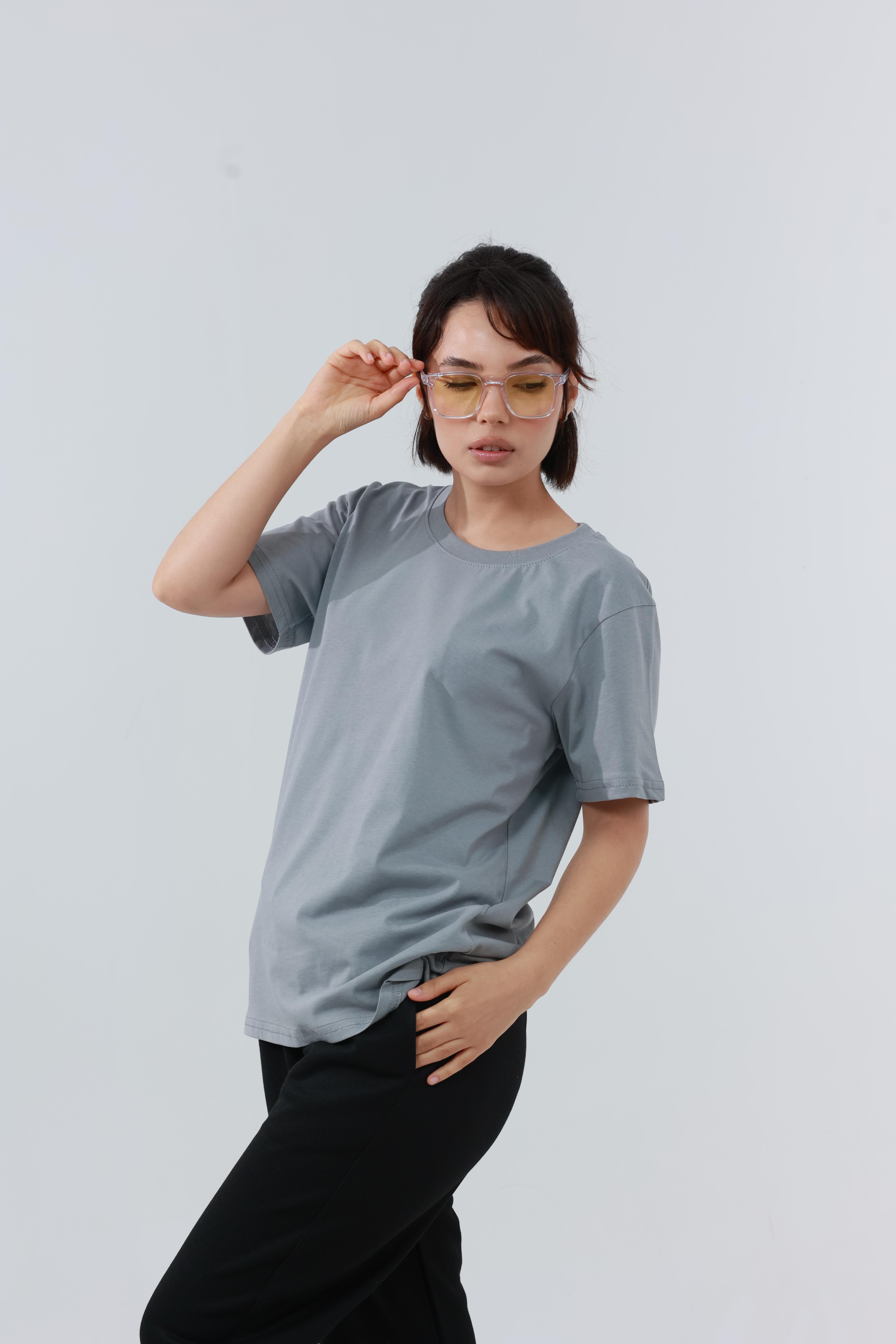 Kadın Penye Regular T-Shirt Gri
