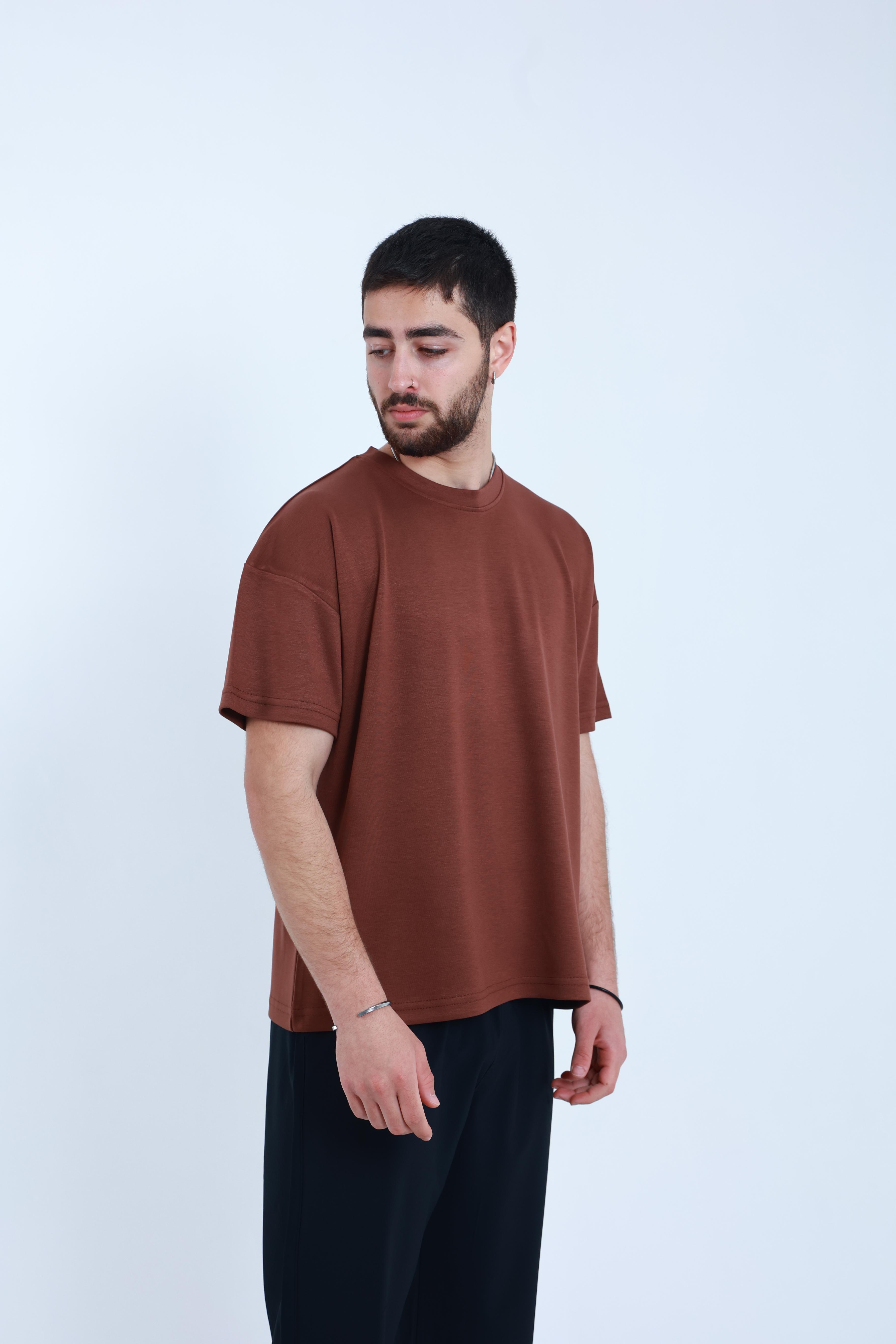 Modal Oversized T-Shirt Kahverengi