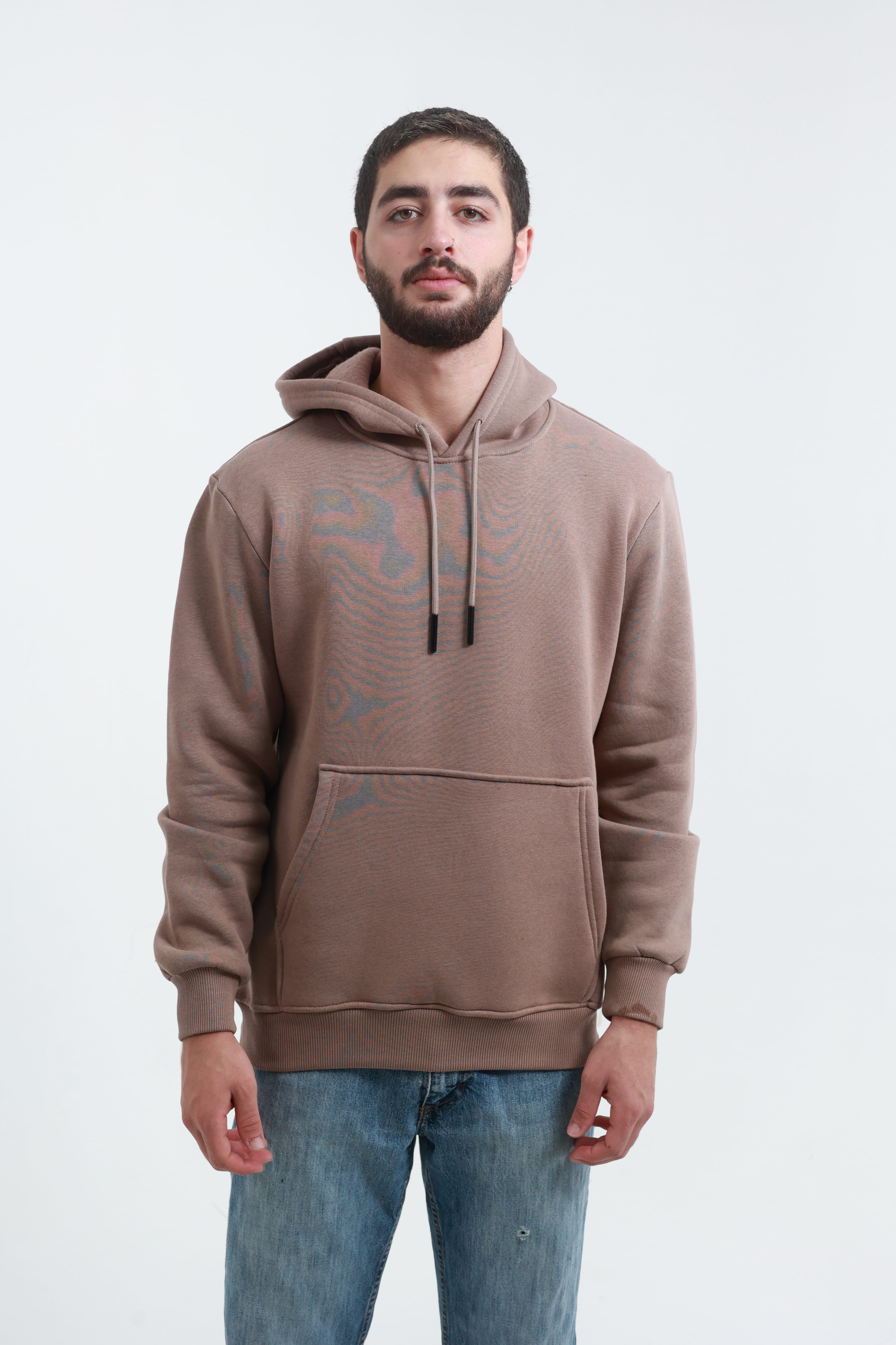 Kanguru Cepli Sweatshirt 3 İplik Kahverengi
