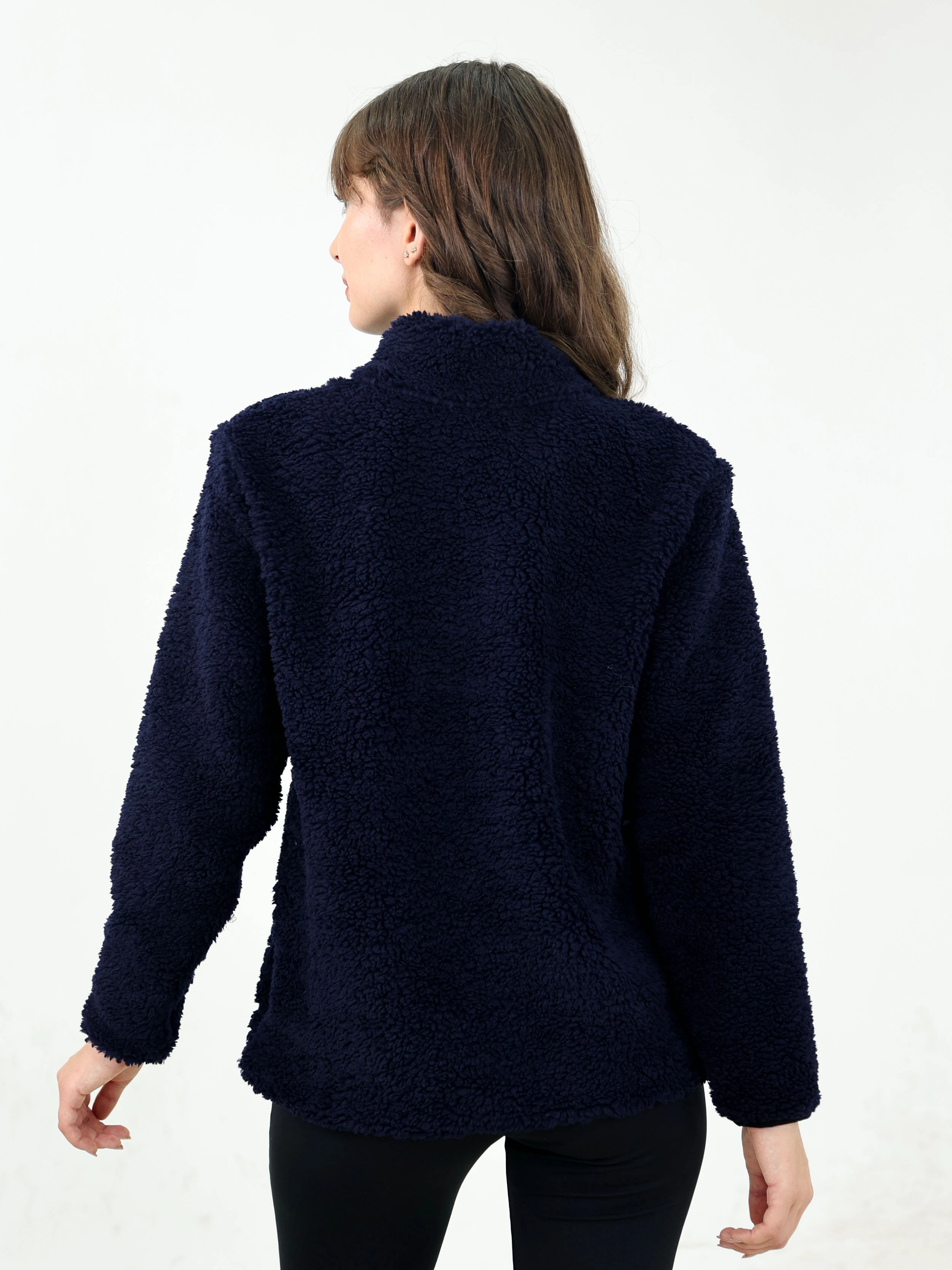 Lacivert Kadın Kuzu Welsoft Polar Ceket