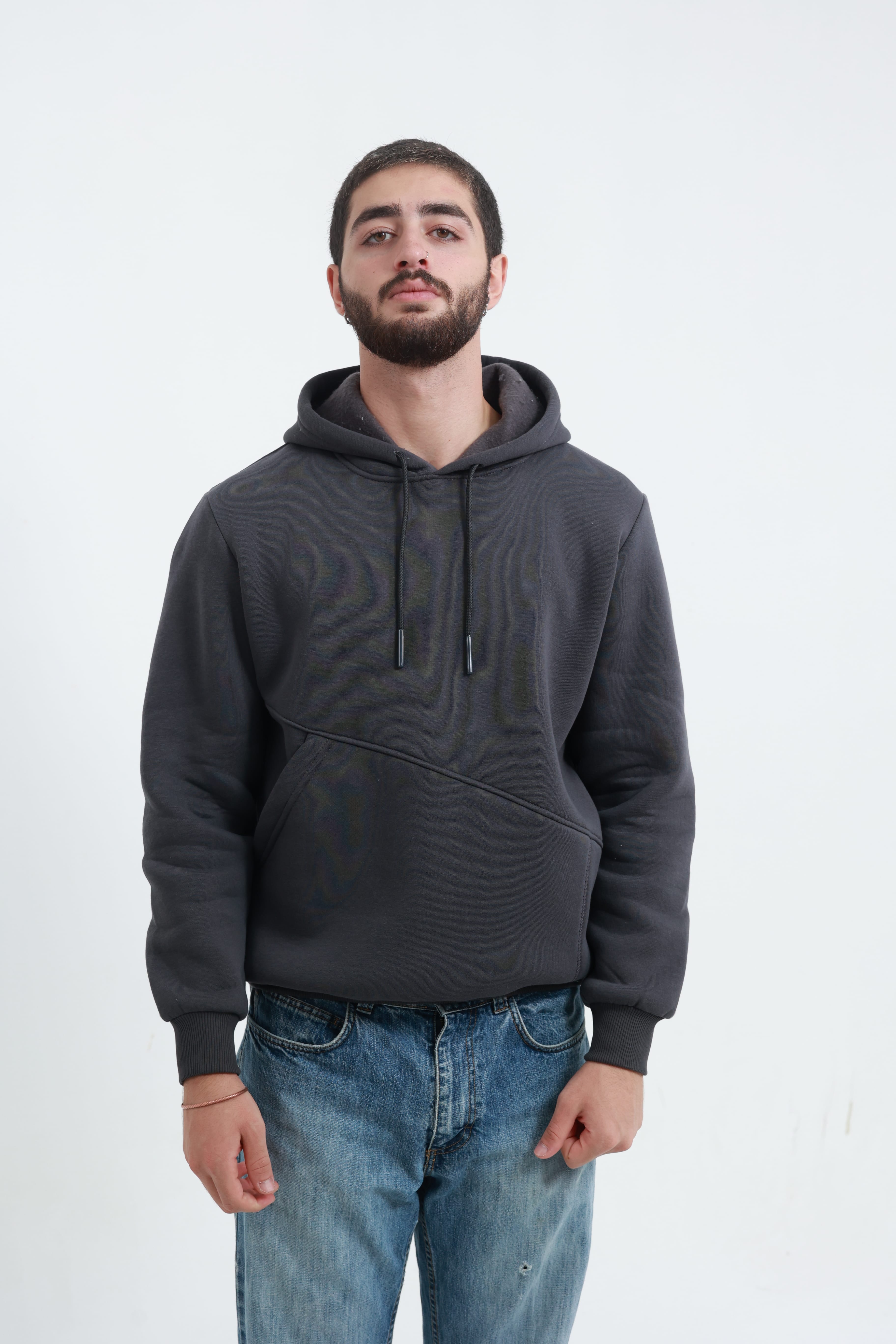 Erkek Yandan Cepli Sweatshirt Koyu Füme
