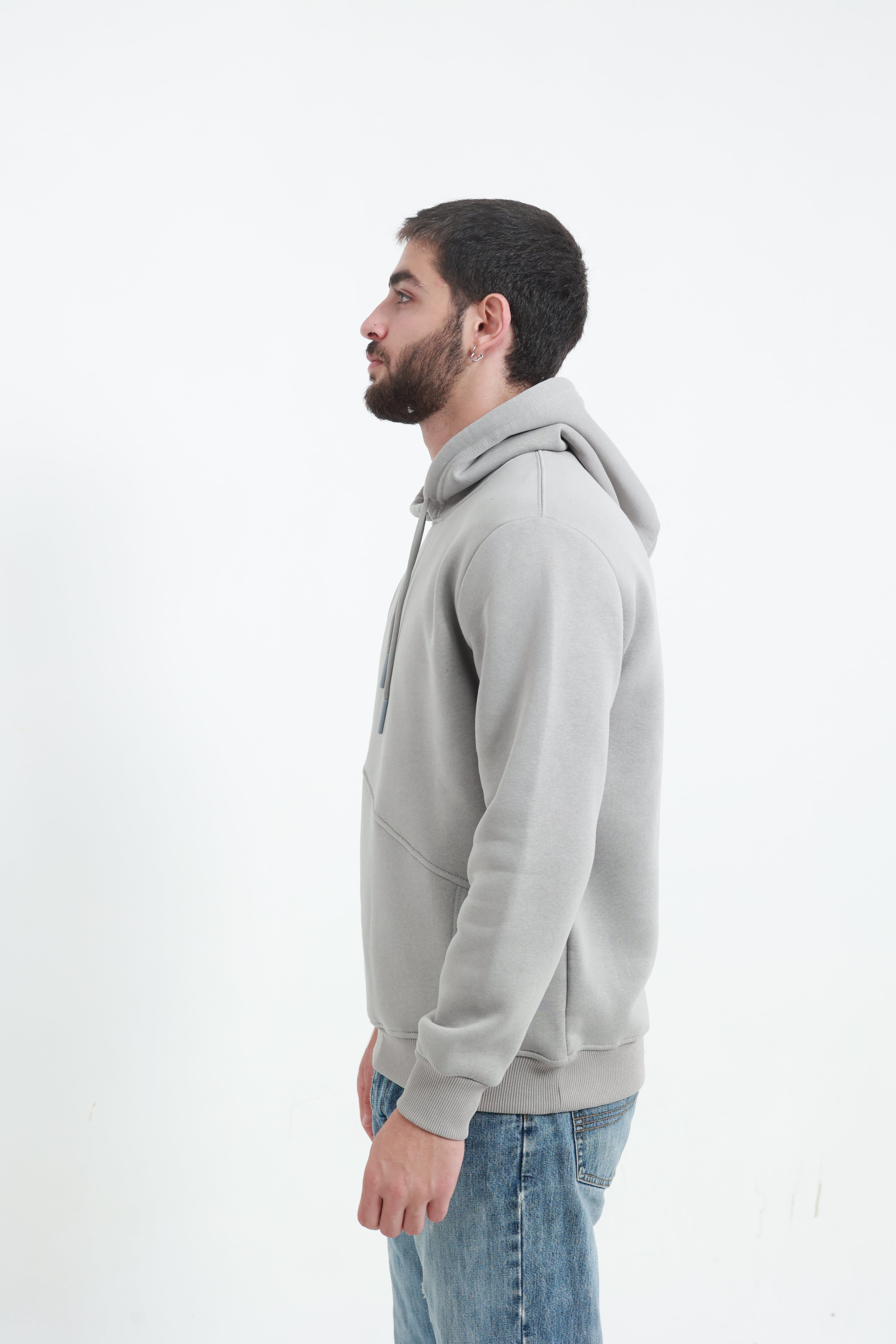 Erkek Yandan Cepli Sweatshirt Taş
