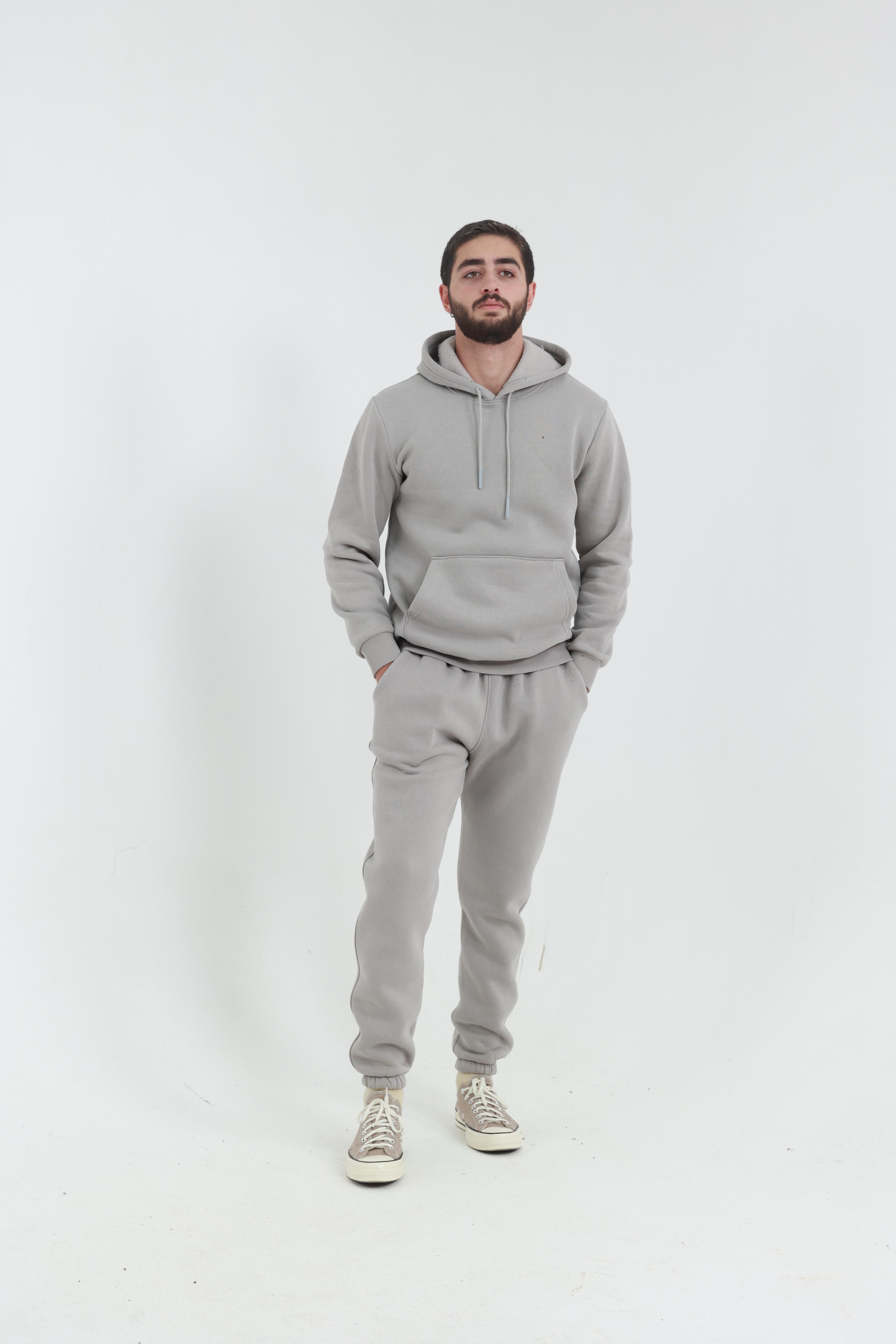 Taş Penye Regular Fit Kanguru Cepli Sweatshirt 3 İplik Eşofman Takım