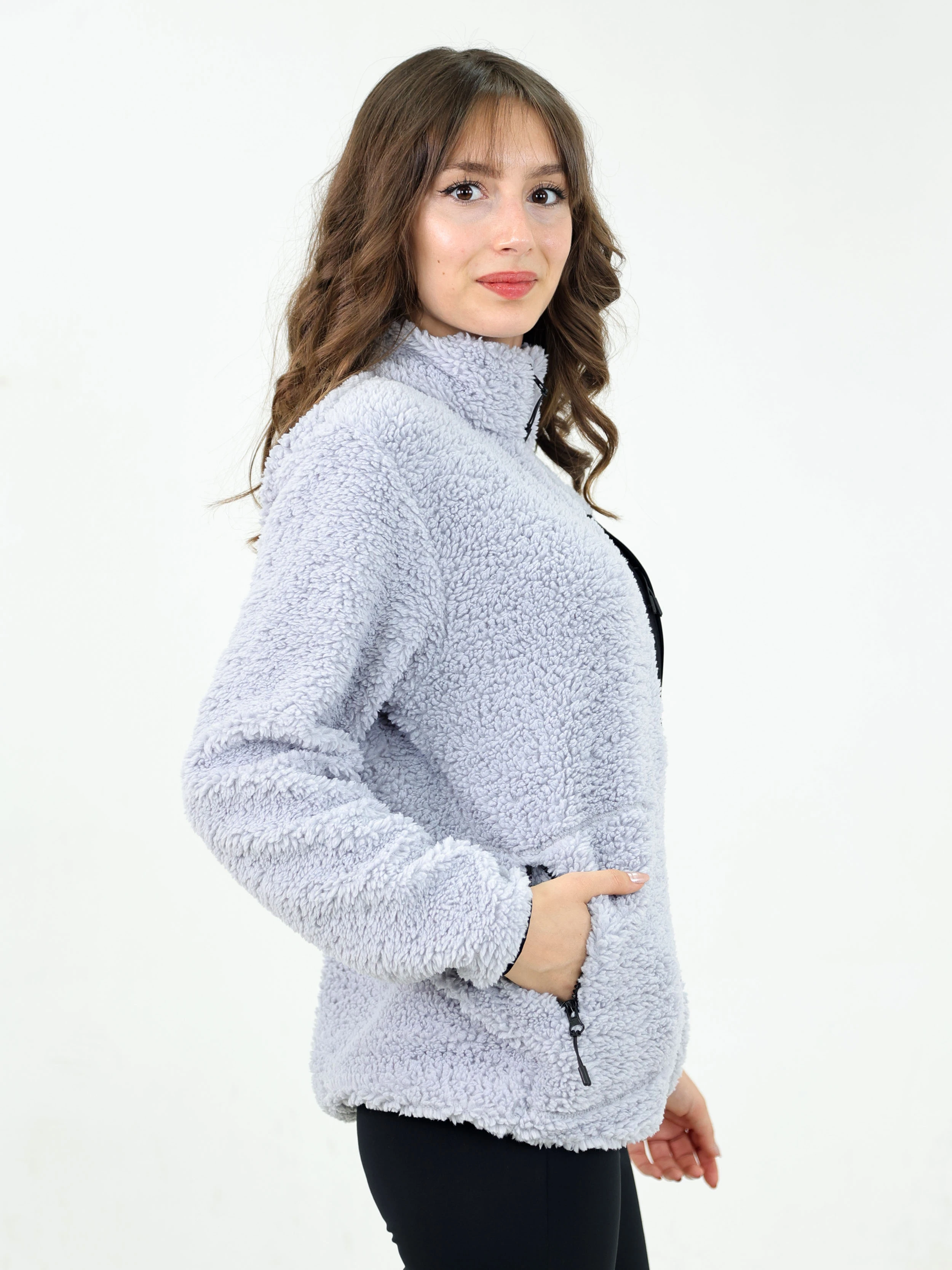 Gri Kadın Kuzu Welsoft Polar Ceket