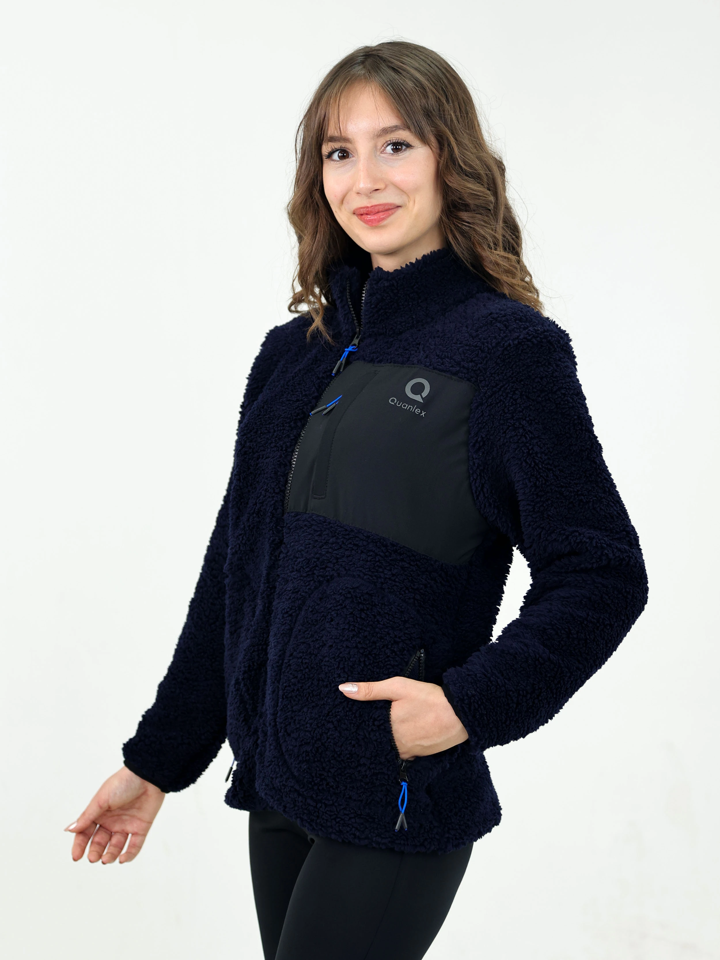 Lacivert Kadın Kuzu Welsoft Polar Ceket