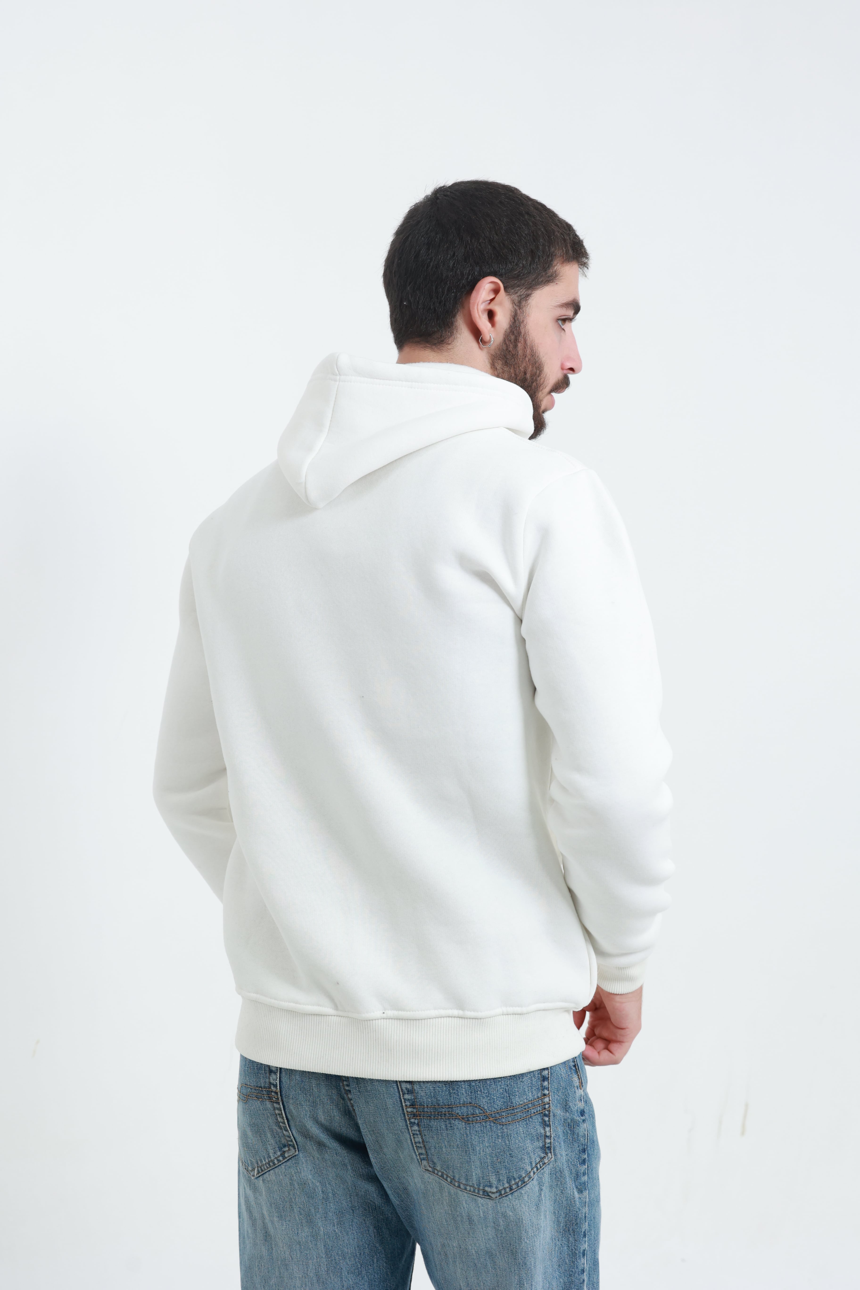 Erkek Yandan Cepli Sweatshirt Beyaz