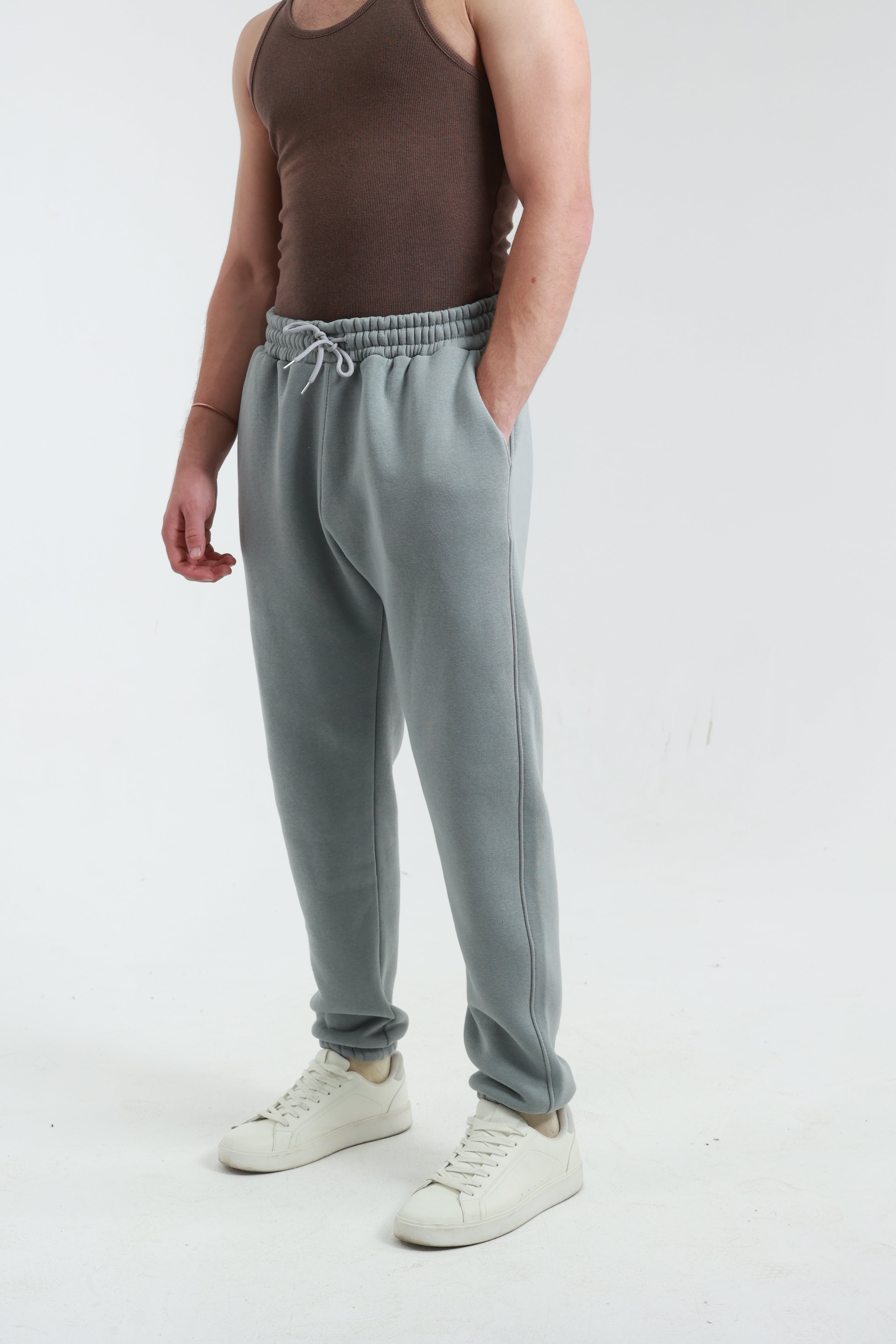 Gri Erkek Penye Regular Fit 3 İplik Eşofman Altı