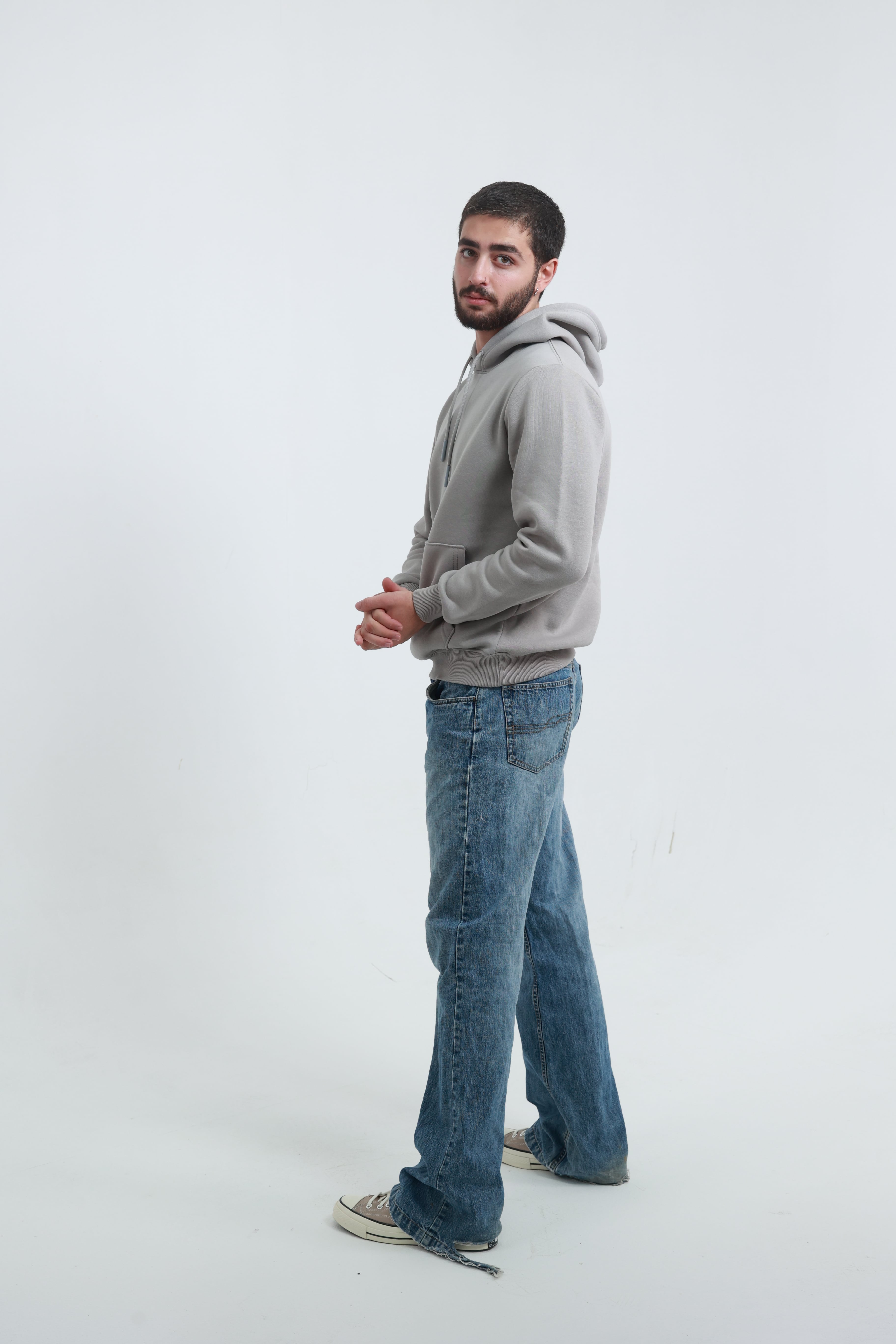 Kanguru Cepli Sweatshirt 3 İplik Taş