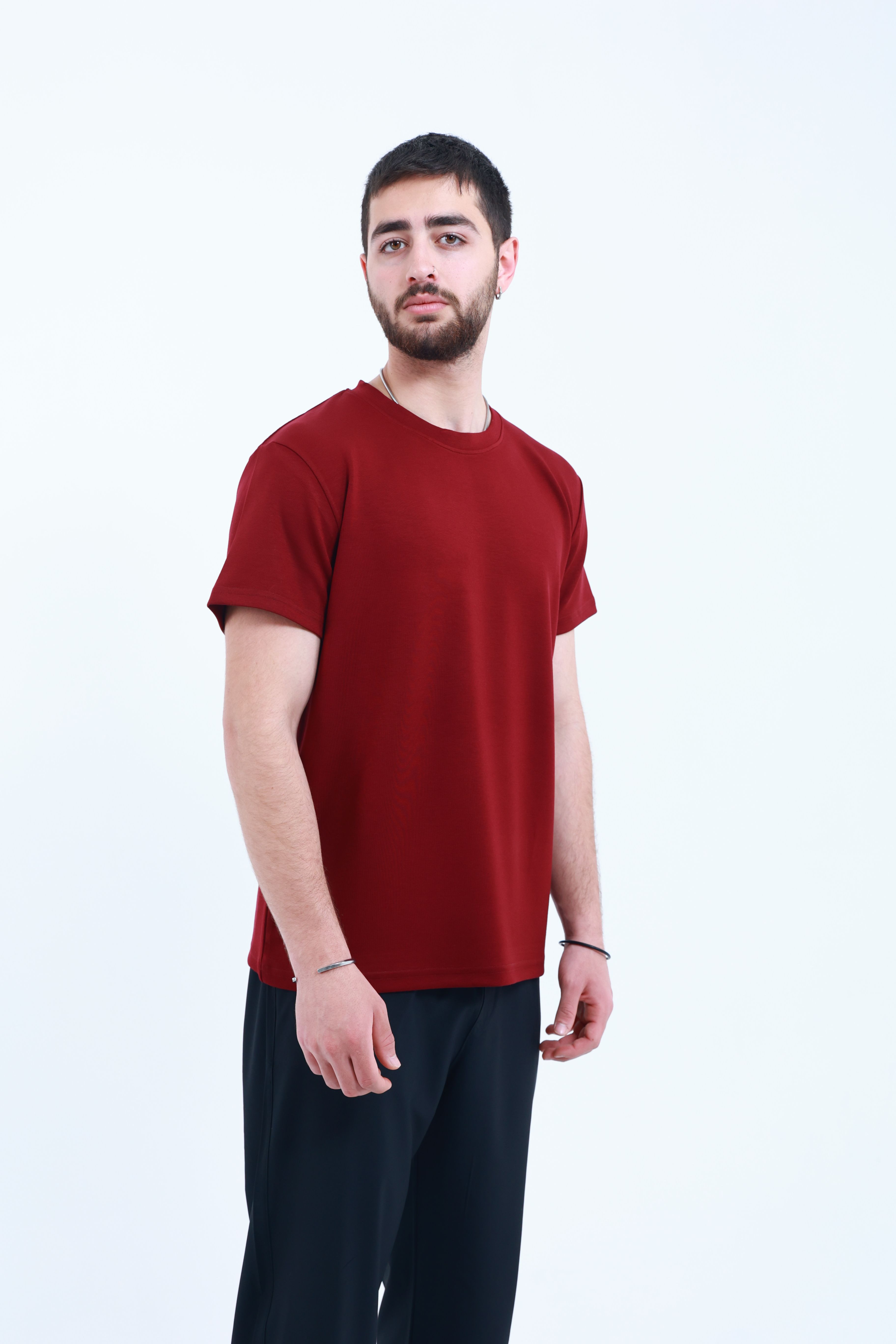Modal Regular T-Shirt Bordo