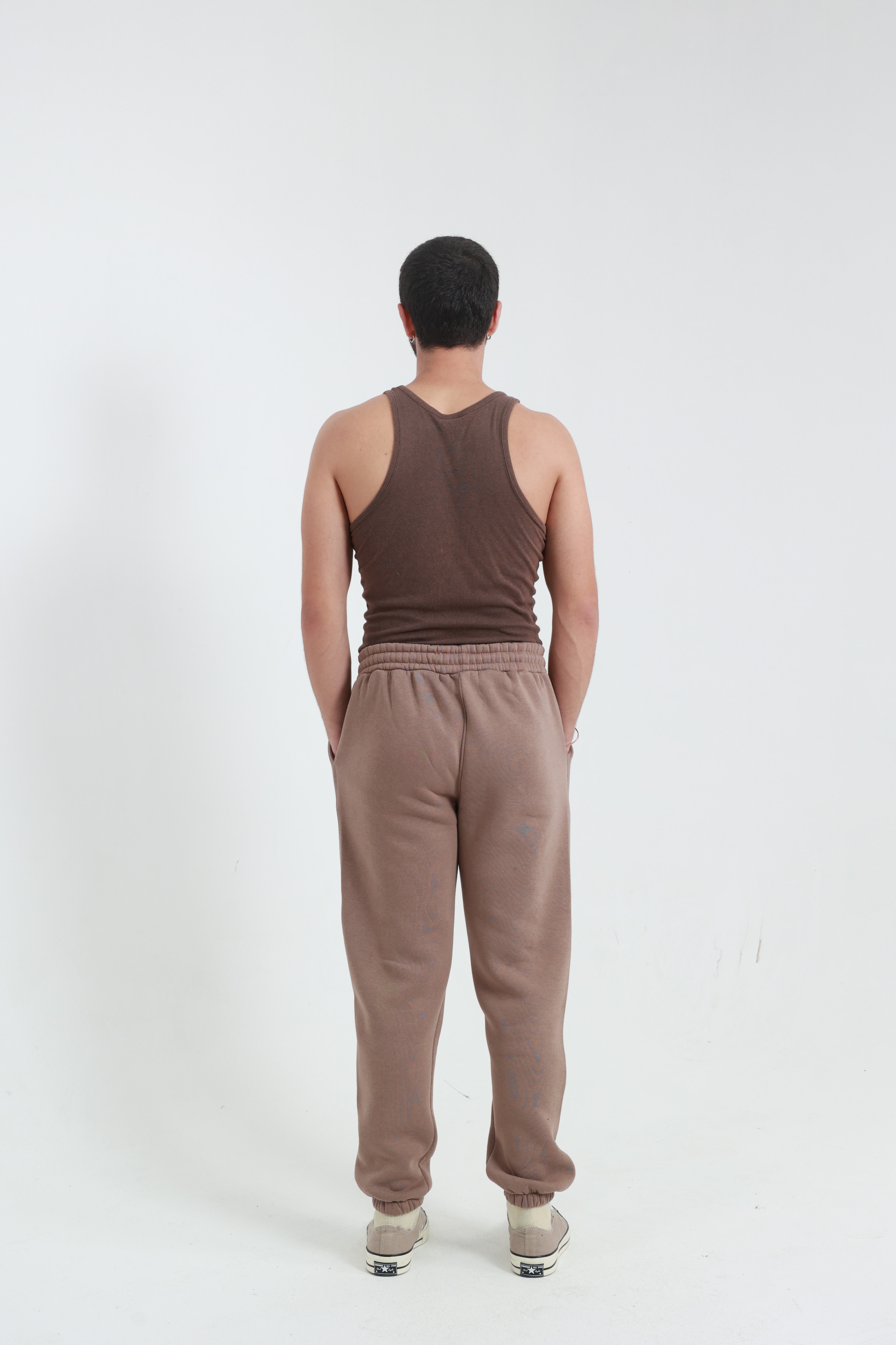 Kahverengi Erkek Penye Regular Fit 3 İplik Eşofman Altı