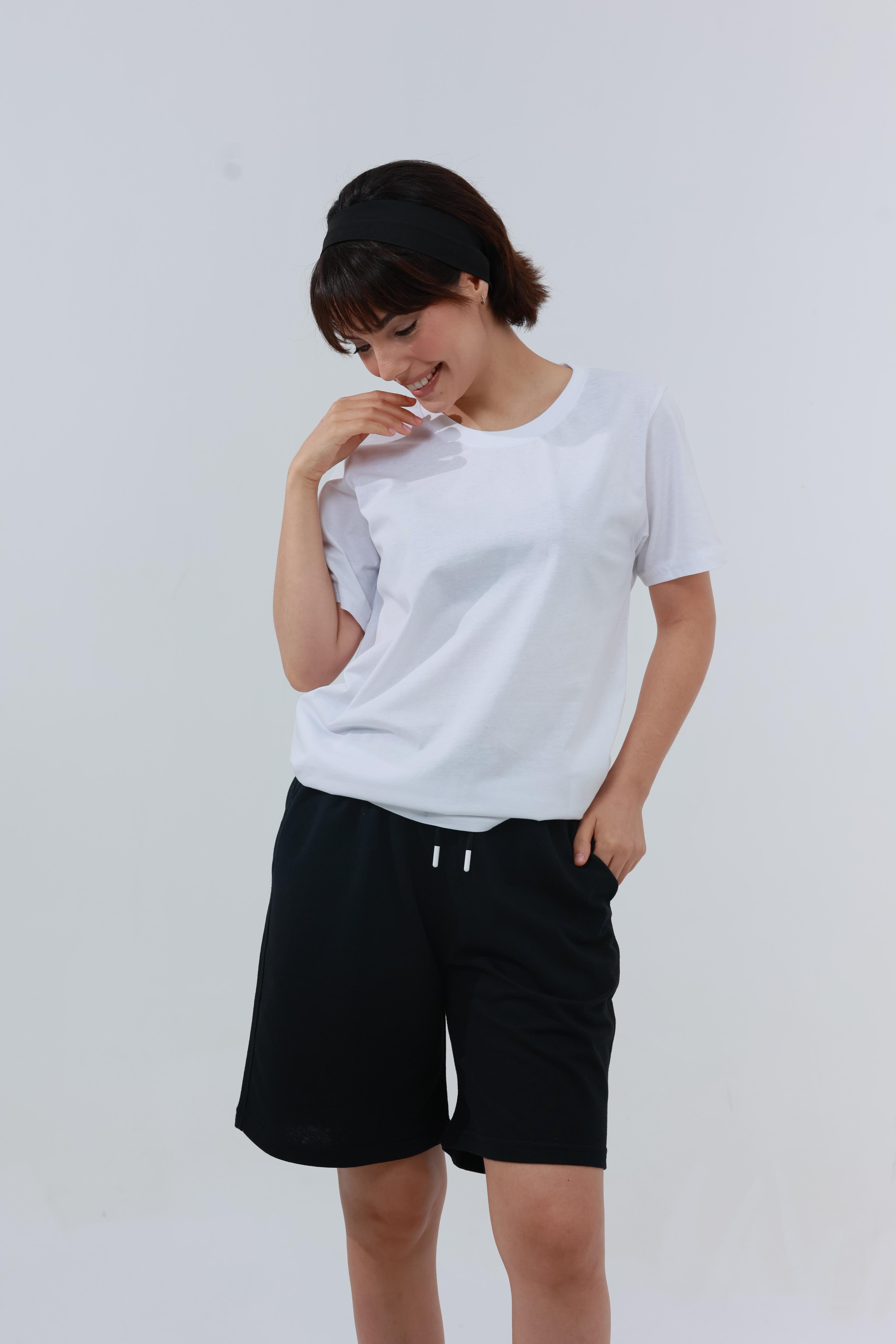 Kadın Penye Regular T-Shirt Beyaz