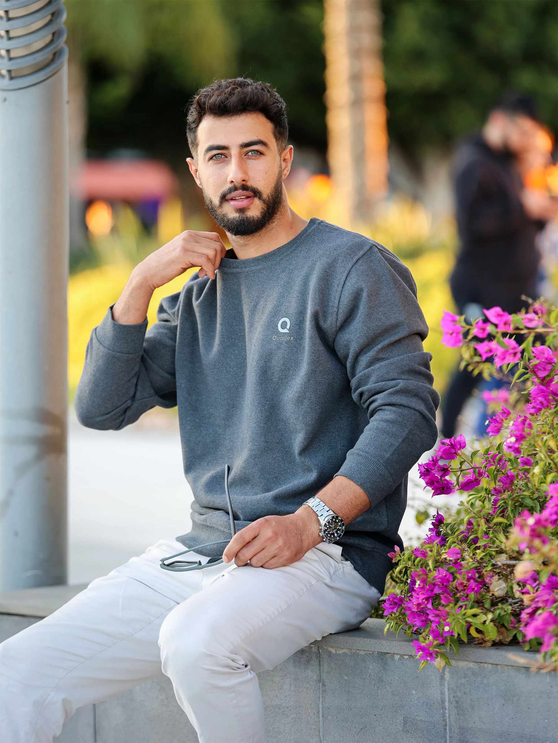 Füme Quanlex Selanik Kumaş Bisiklet Yaka Sweatshirt