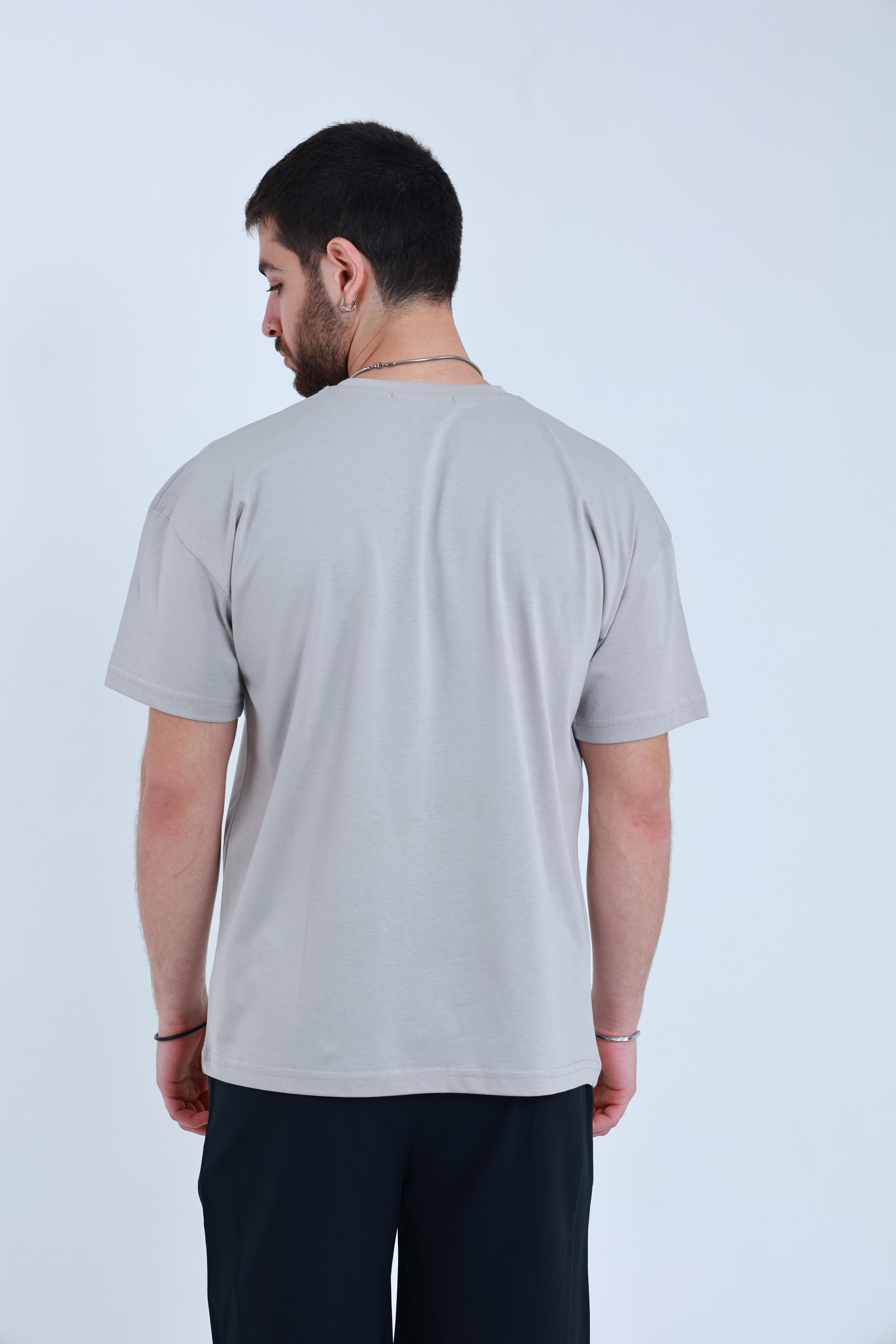 Erkek Penye Oversized T-Shirt Bej