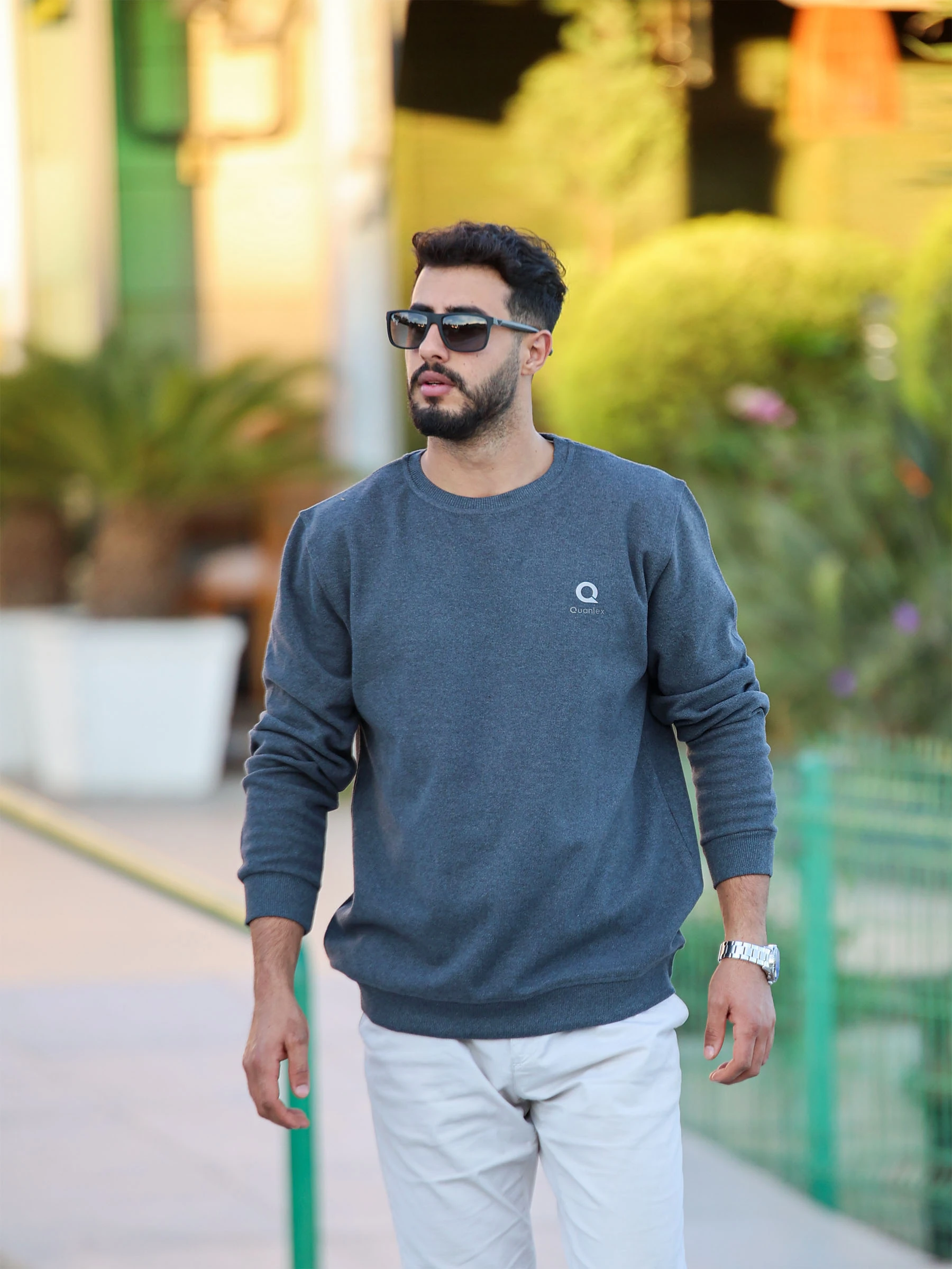 Füme Quanlex Selanik Kumaş Bisiklet Yaka Sweatshirt