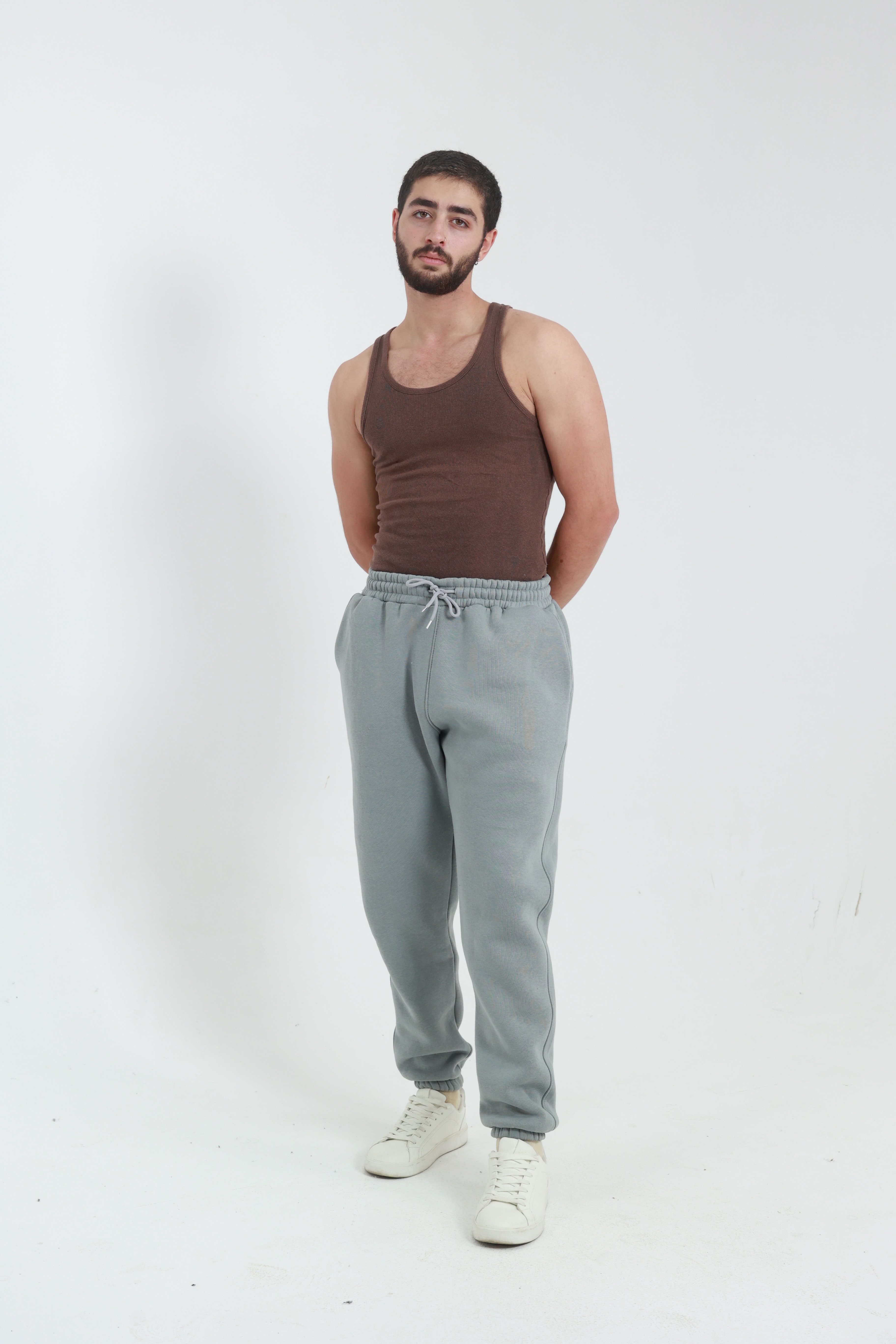 Gri Erkek Penye Regular Fit 3 İplik Eşofman Altı