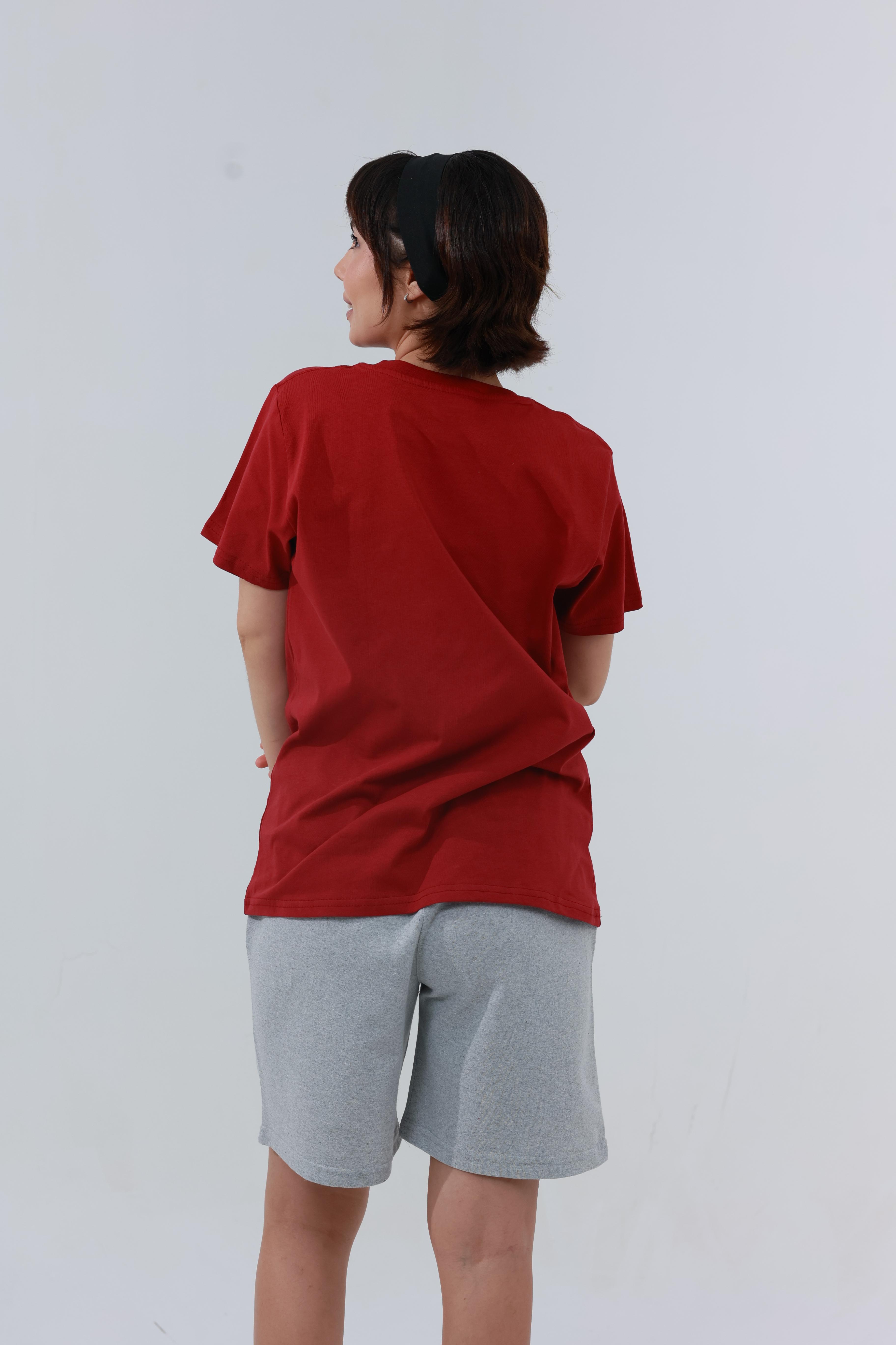 Kadın Penye Regular T-Shirt Kırmızı