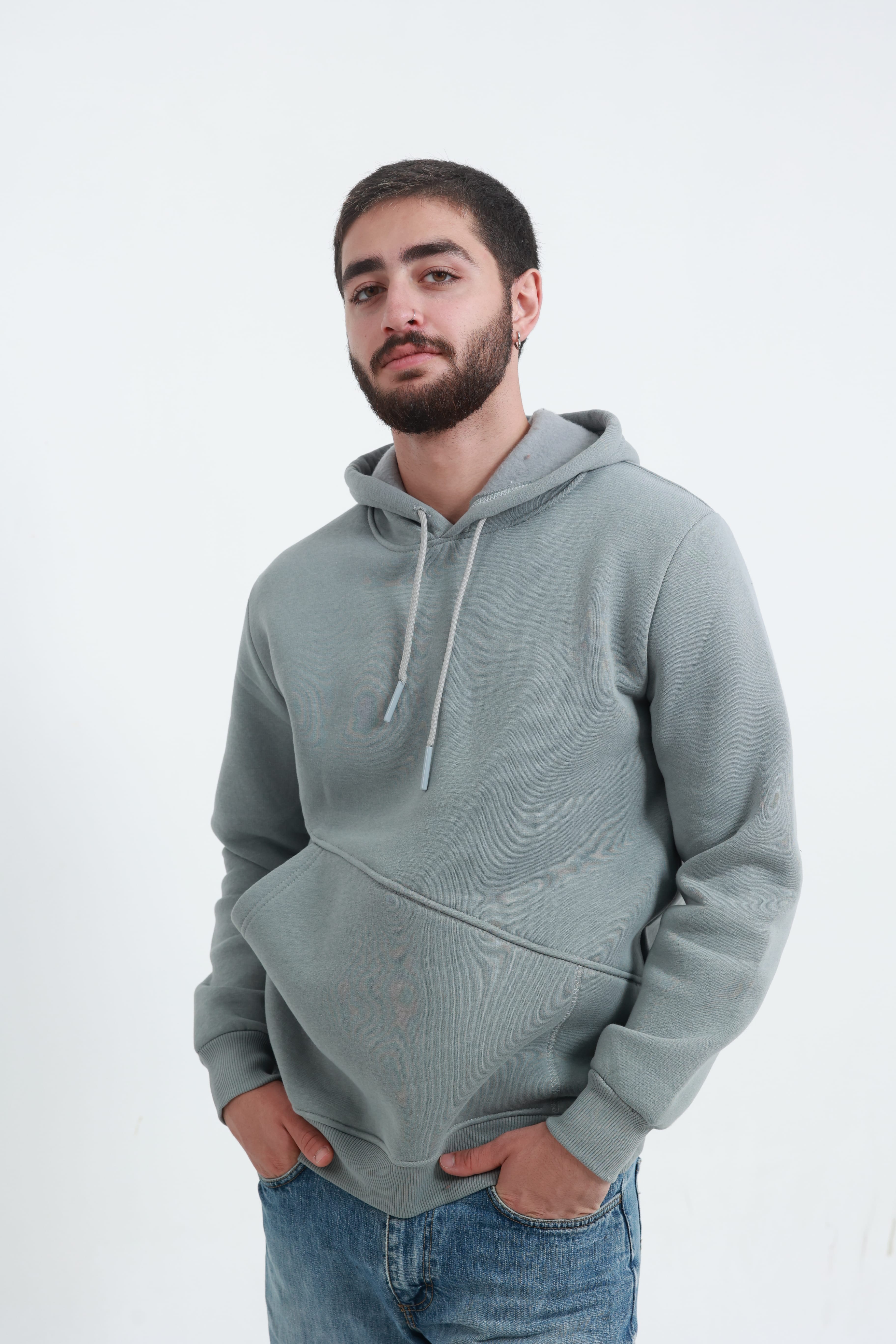 Erkek Yandan Cepli Sweatshirt Gri