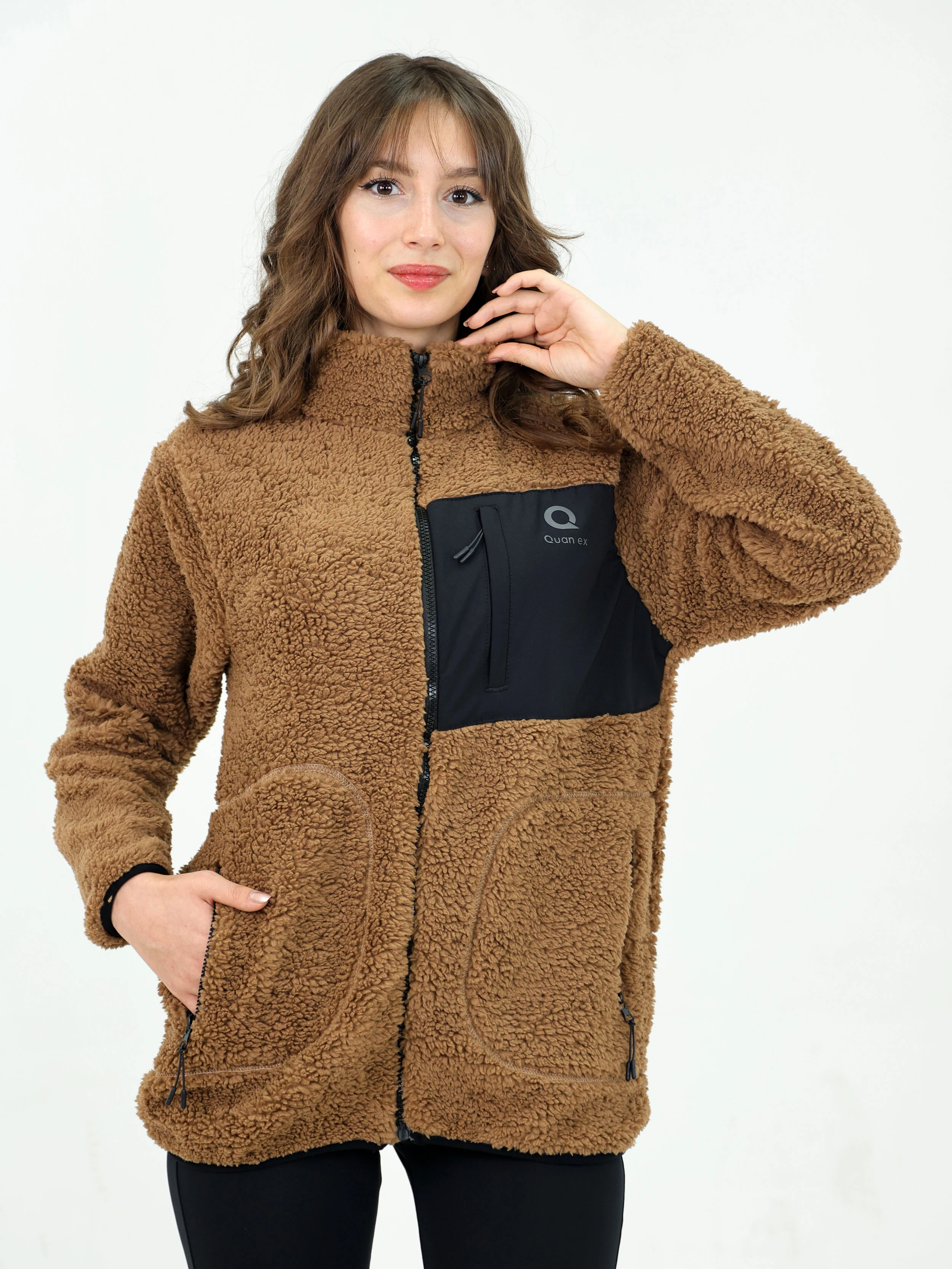 Kahverengi Kadın Kuzu Welsoft Polar Ceket