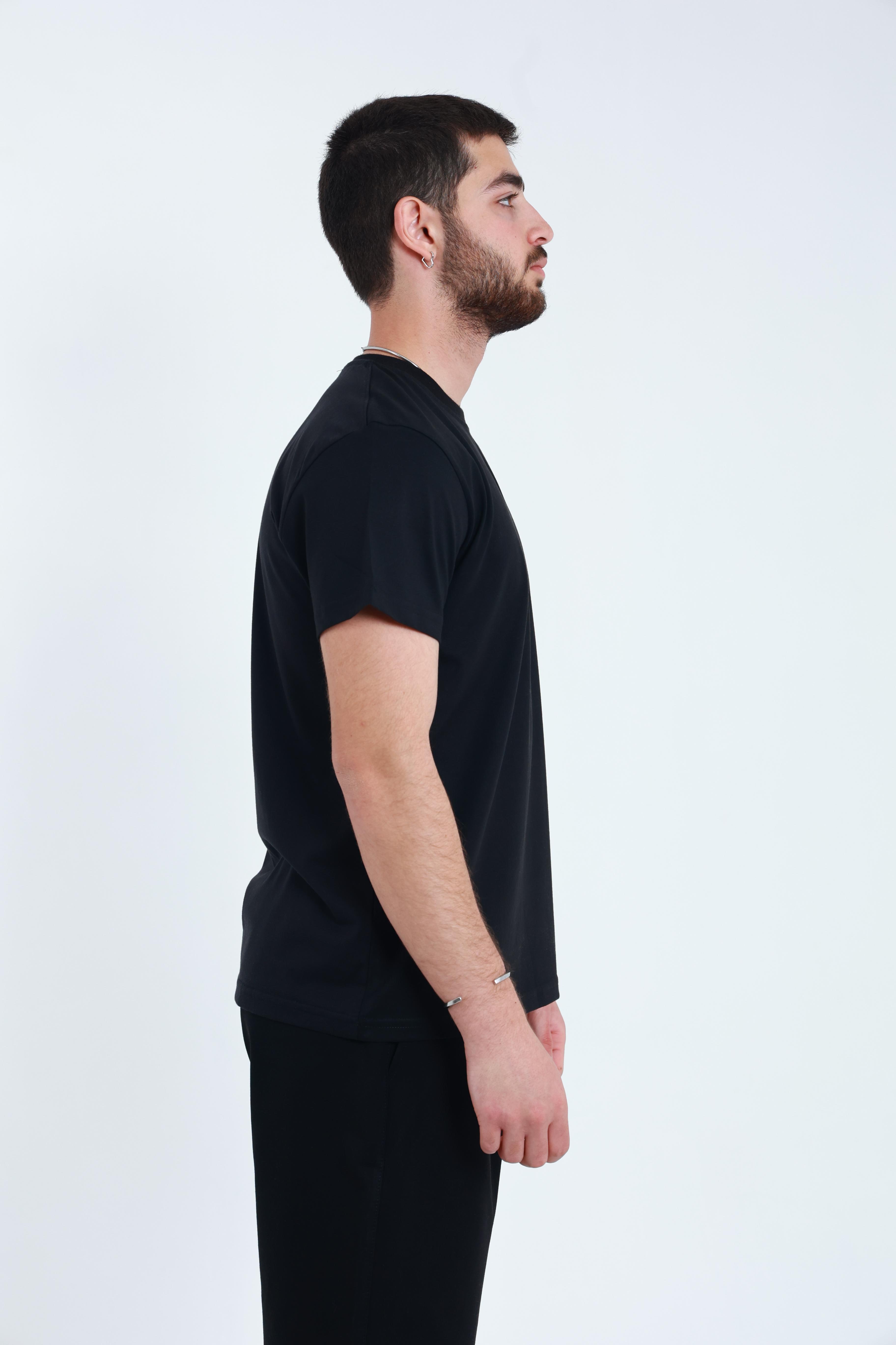 Erkek Penye Regular T-Shirt Siyah