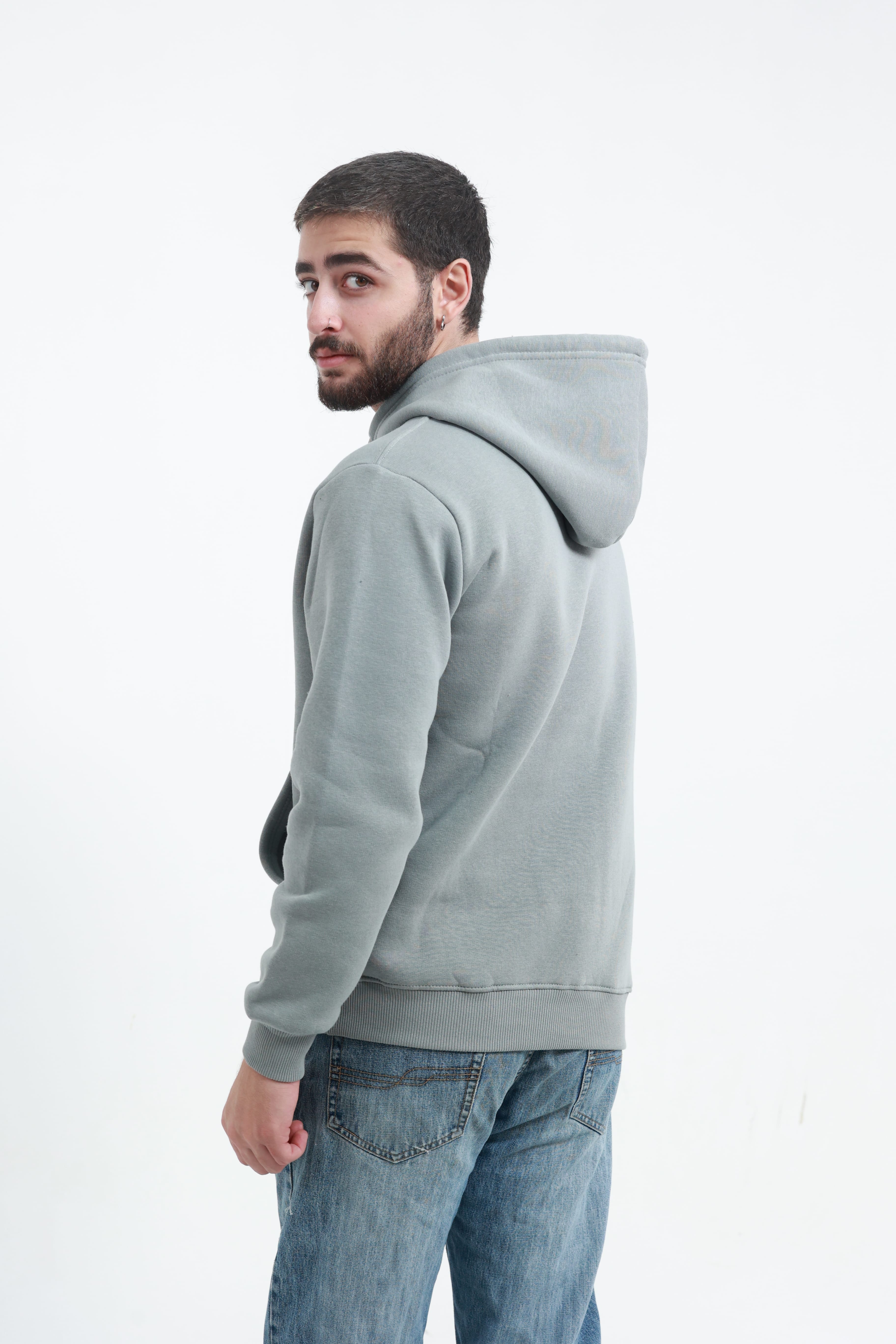 Kanguru Cepli Sweatshirt 3 İplik Gri