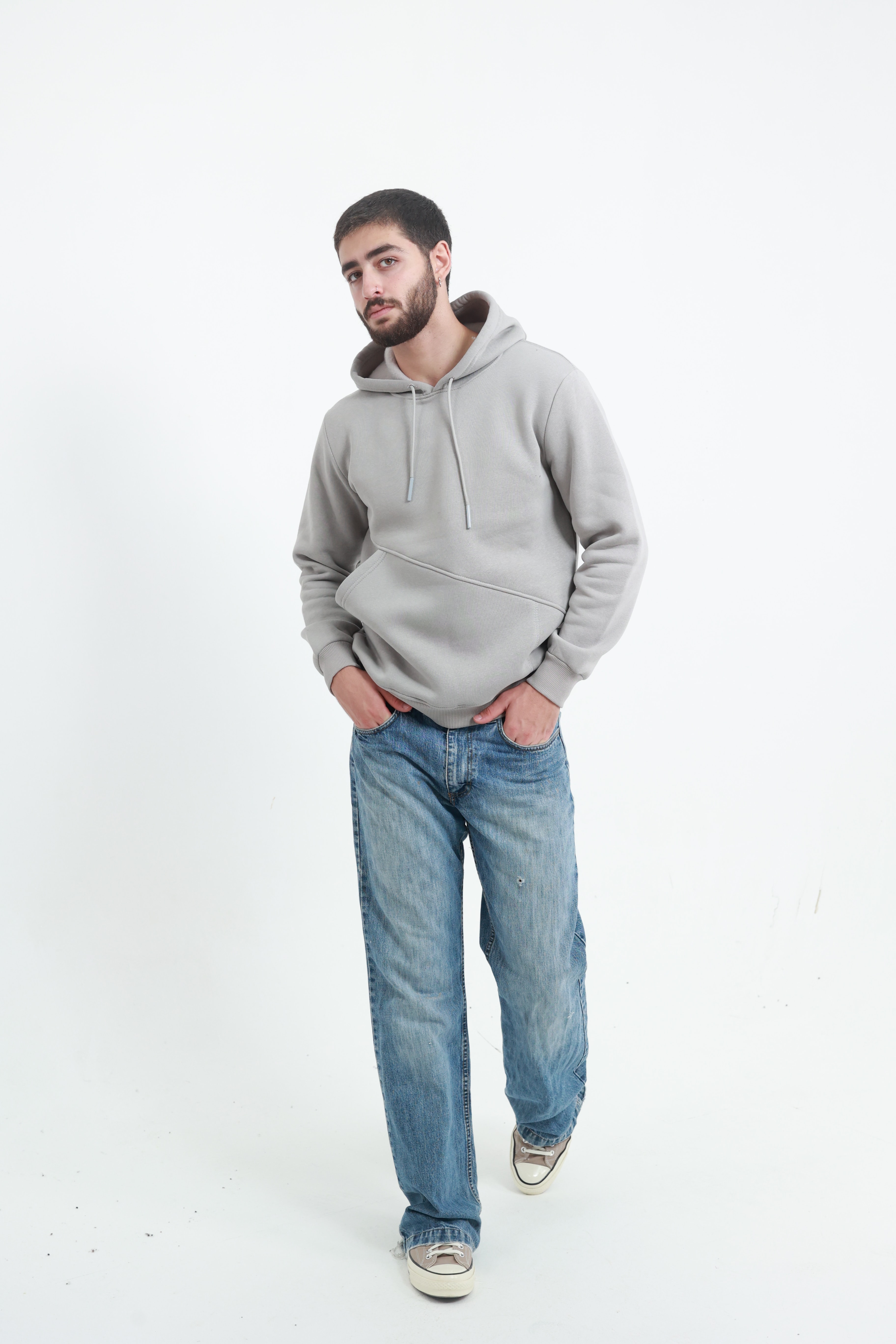 Erkek Yandan Cepli Sweatshirt Taş
