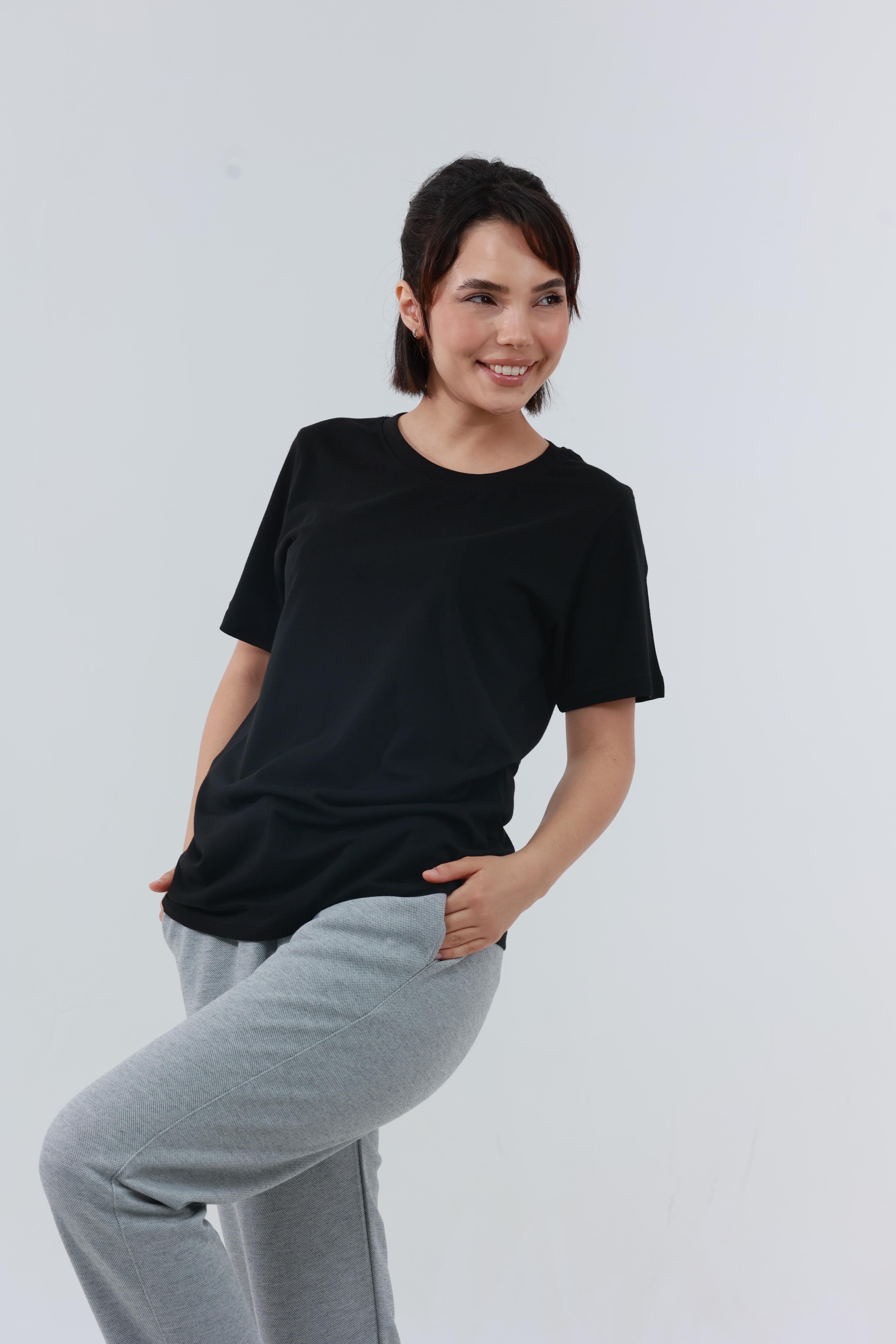 Kadın Penye Regular T-Shirt Siyah