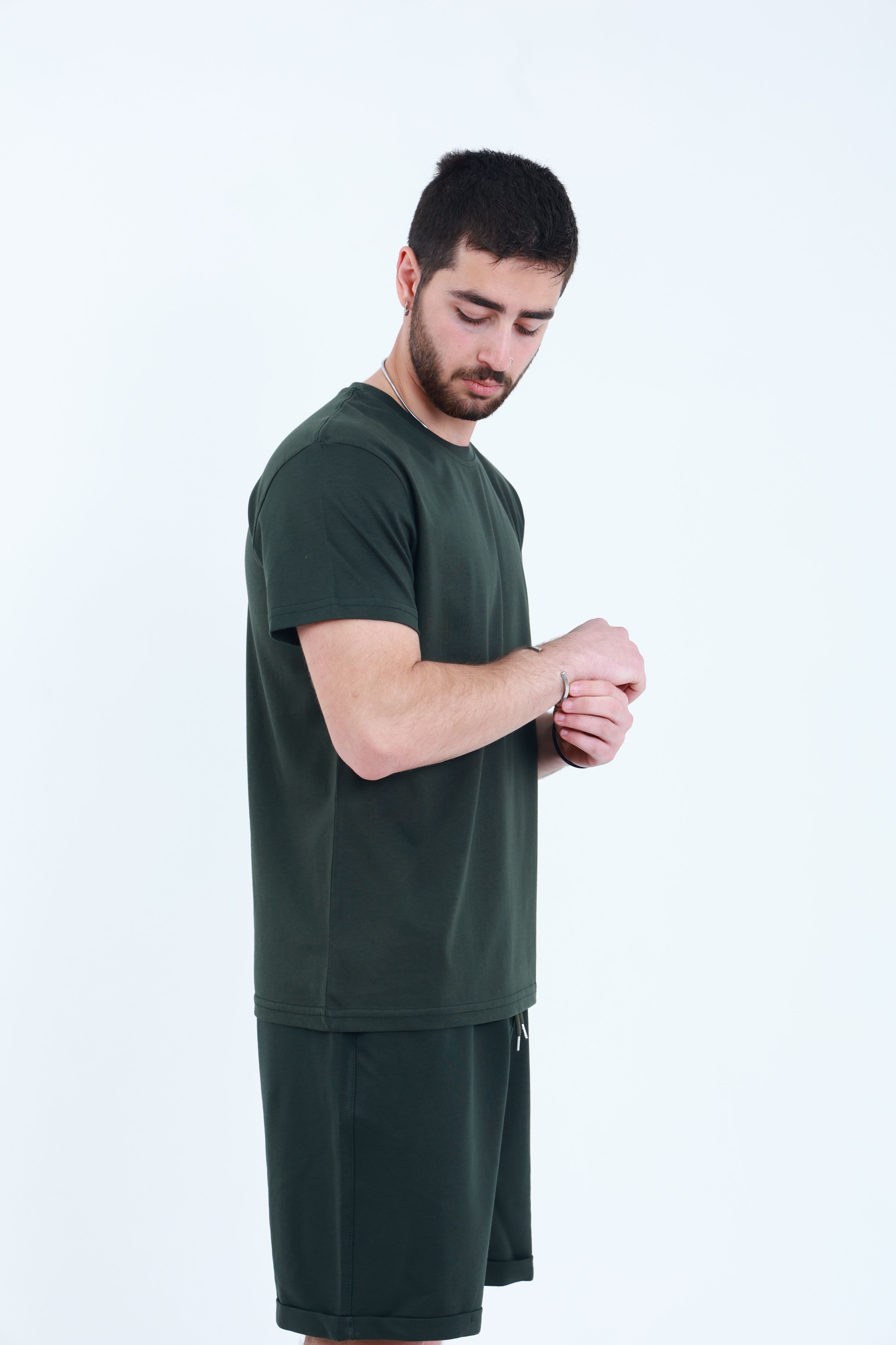 Erkek Penye Regular T-Shirt Haki
