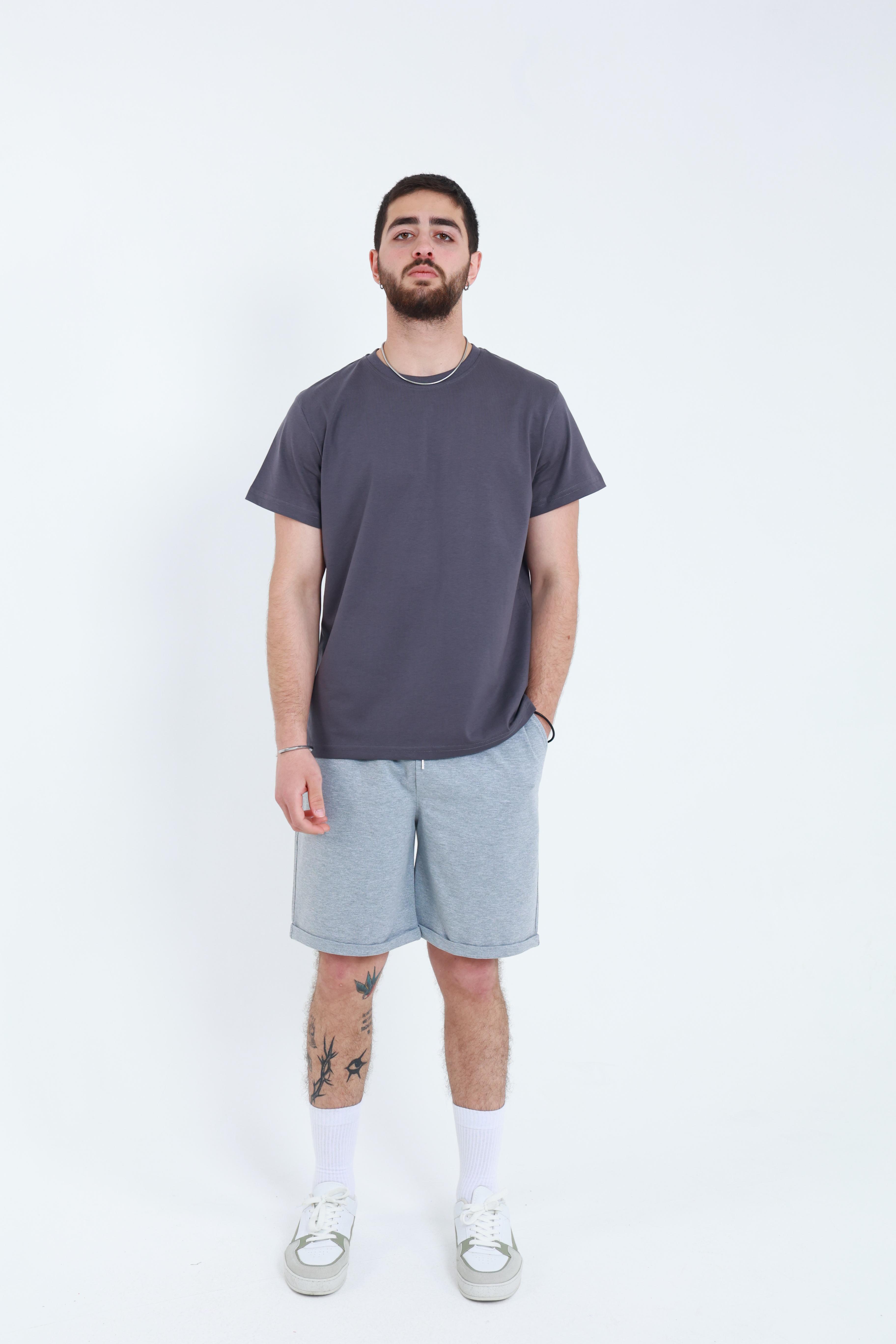Erkek Penye Regular T-Shirt Füme