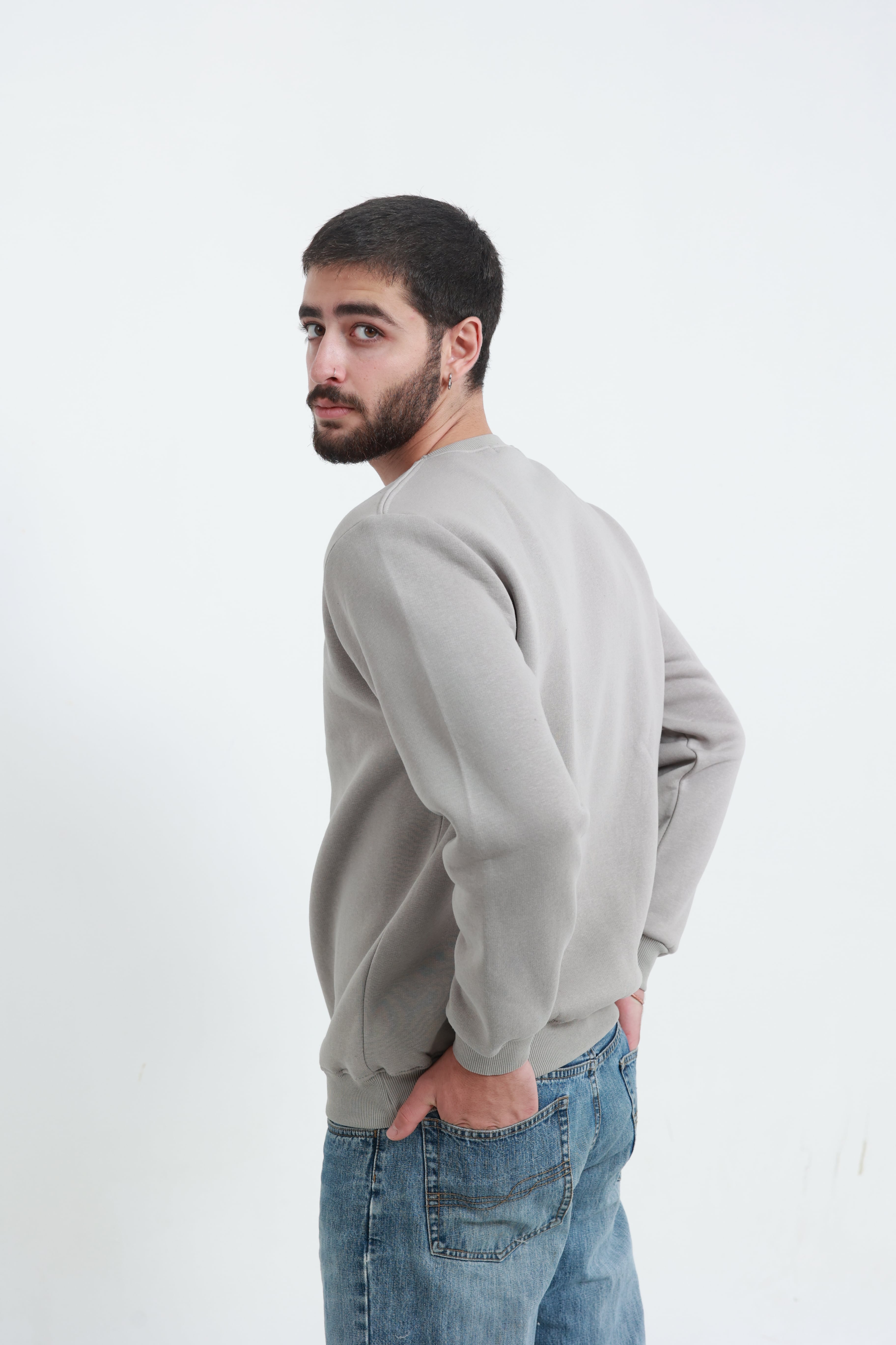 Taş Erkek Bisiklet Yaka Sweatshirt