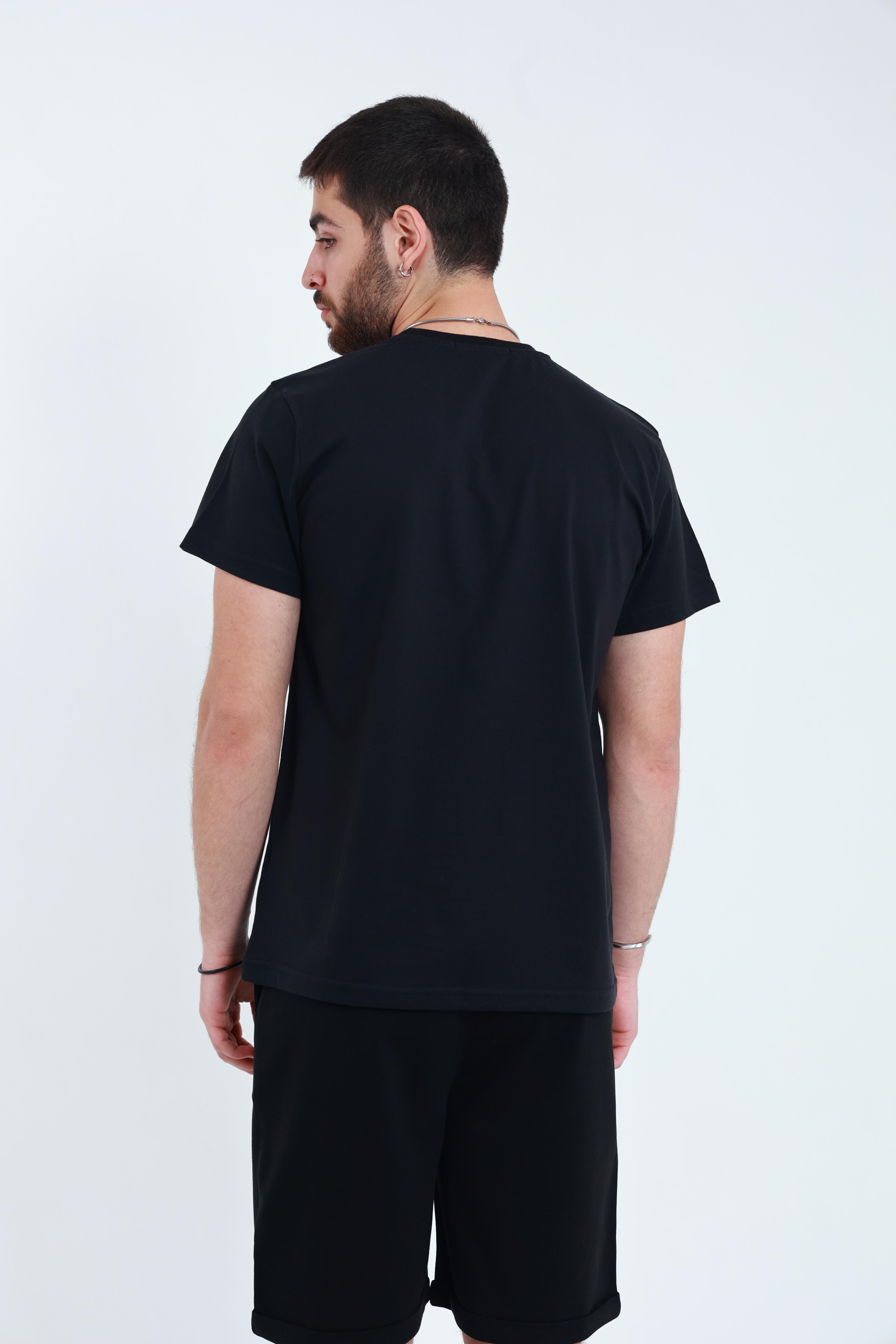 Erkek Penye Regular T-Shirt Siyah
