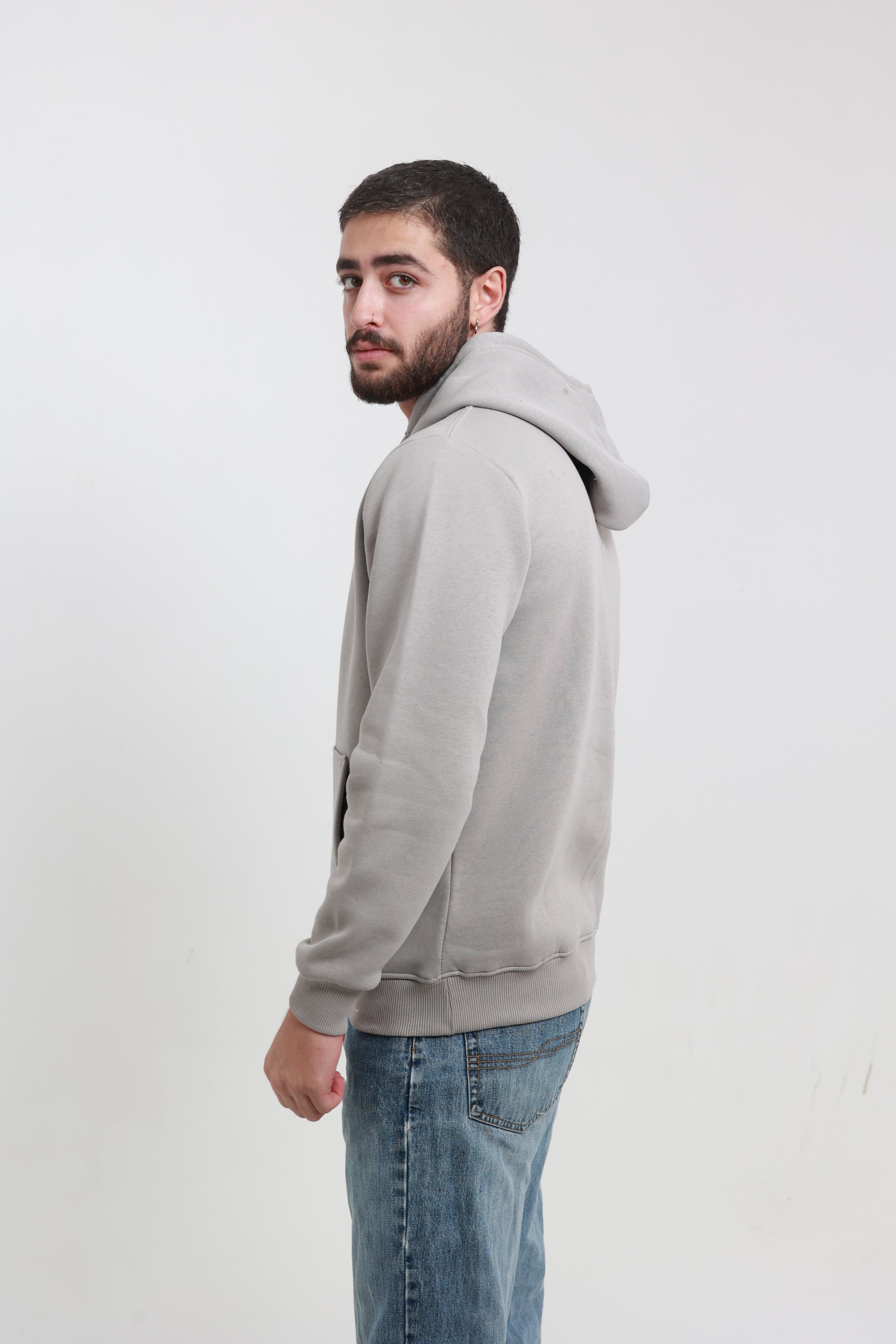 Kanguru Cepli Sweatshirt 3 İplik Taş