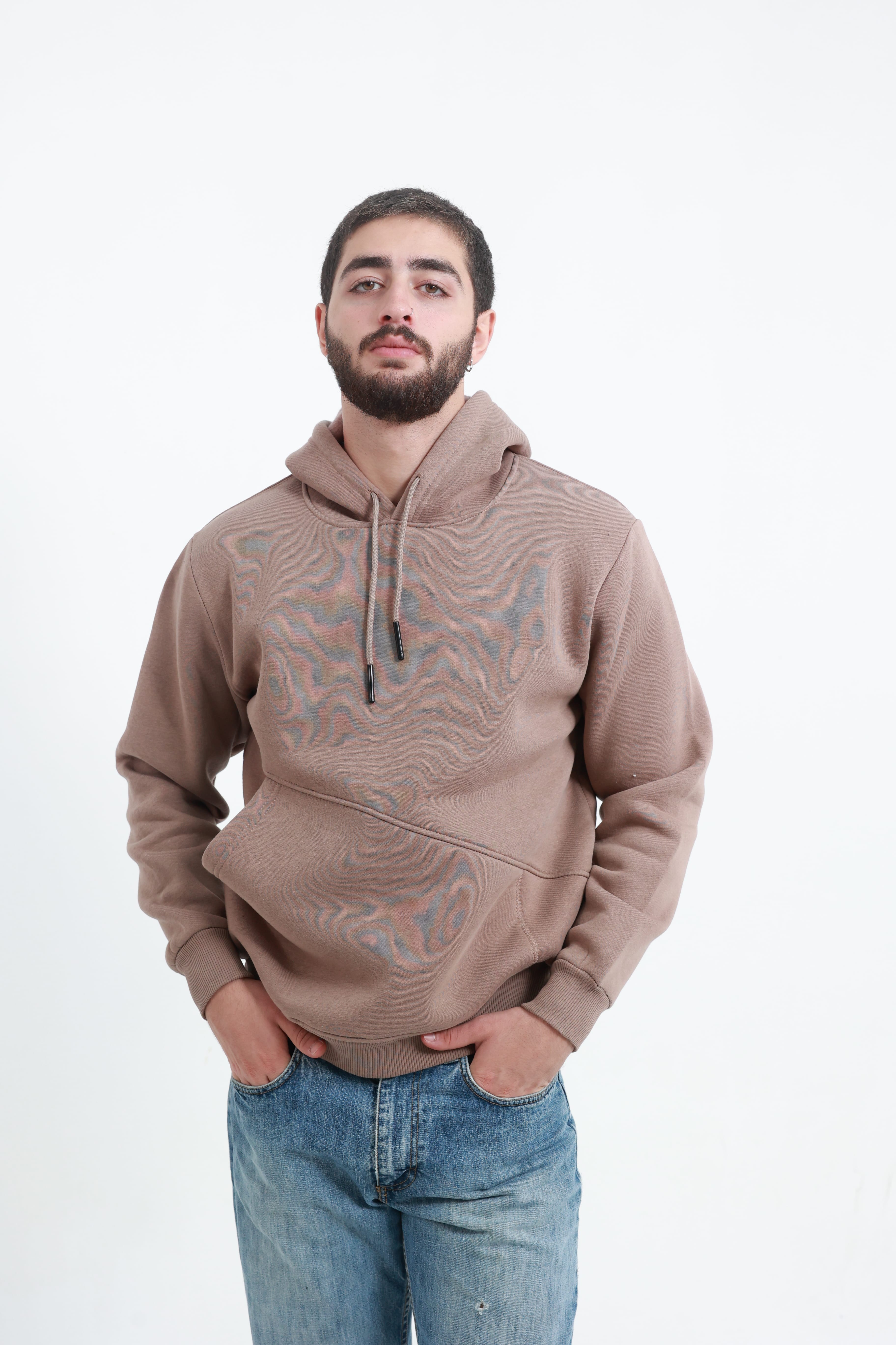 Erkek Yandan Cepli Sweatshirt Kahverengi