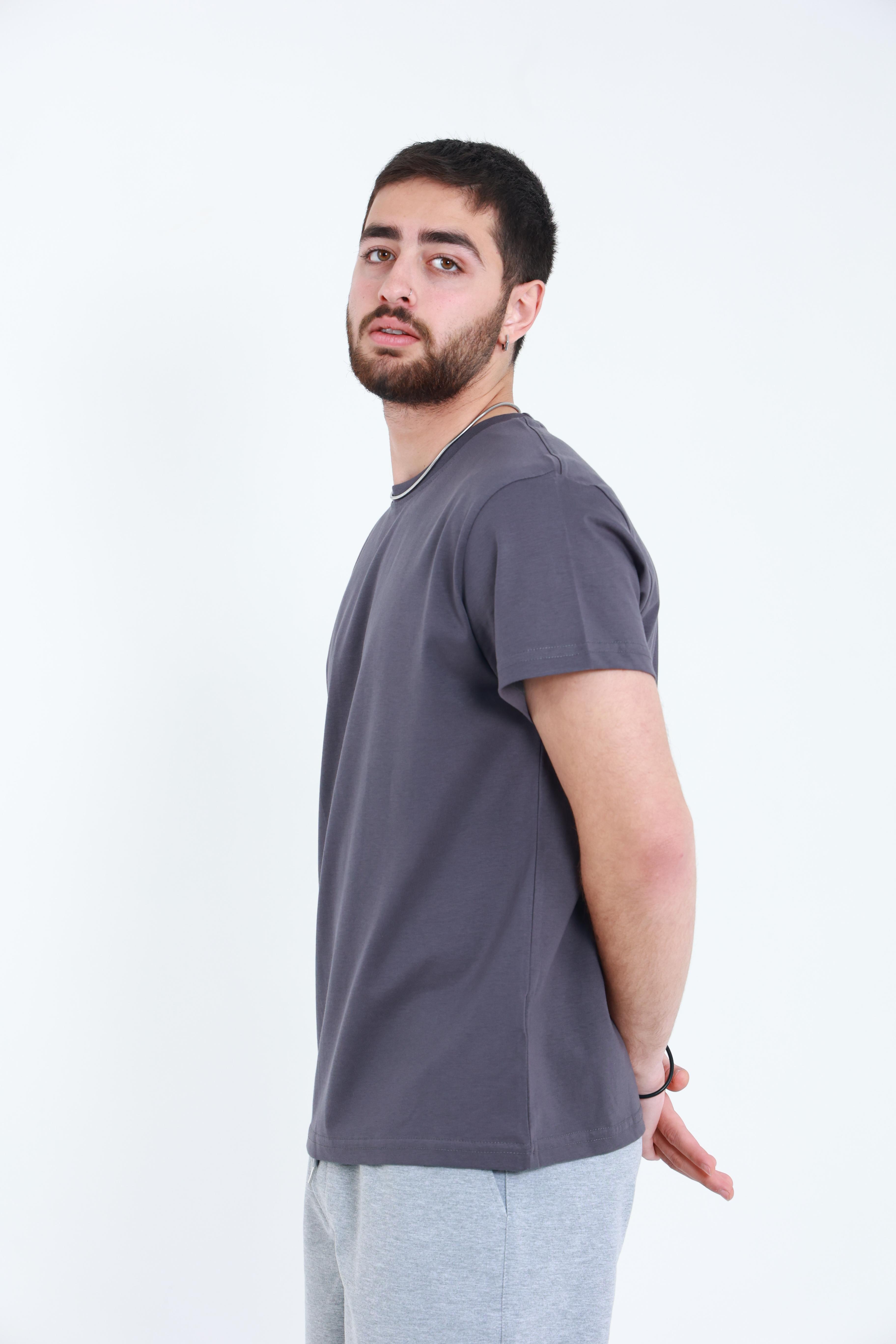 Erkek Penye Regular T-Shirt Füme