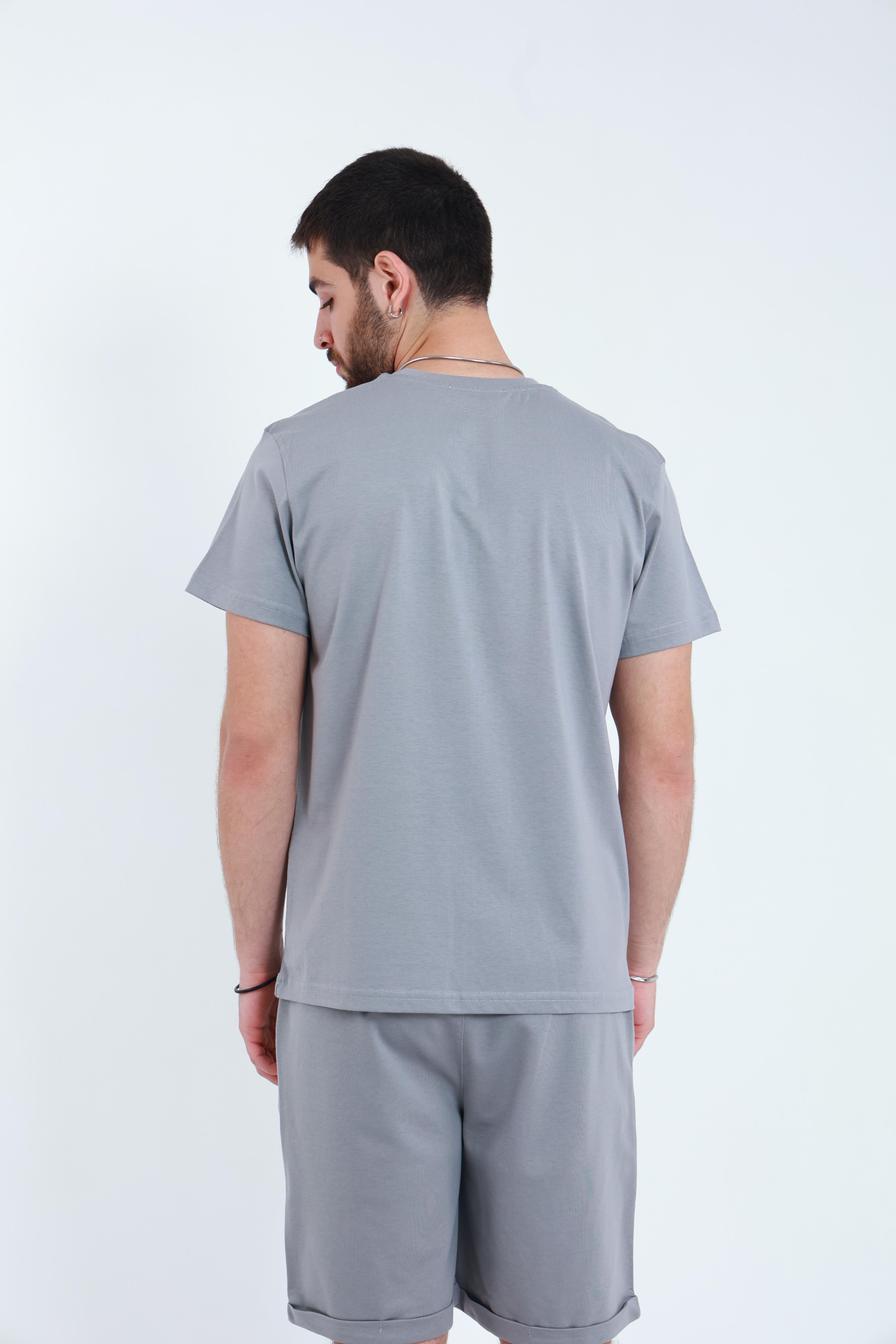 Erkek Penye Regular T-Shirt Gri