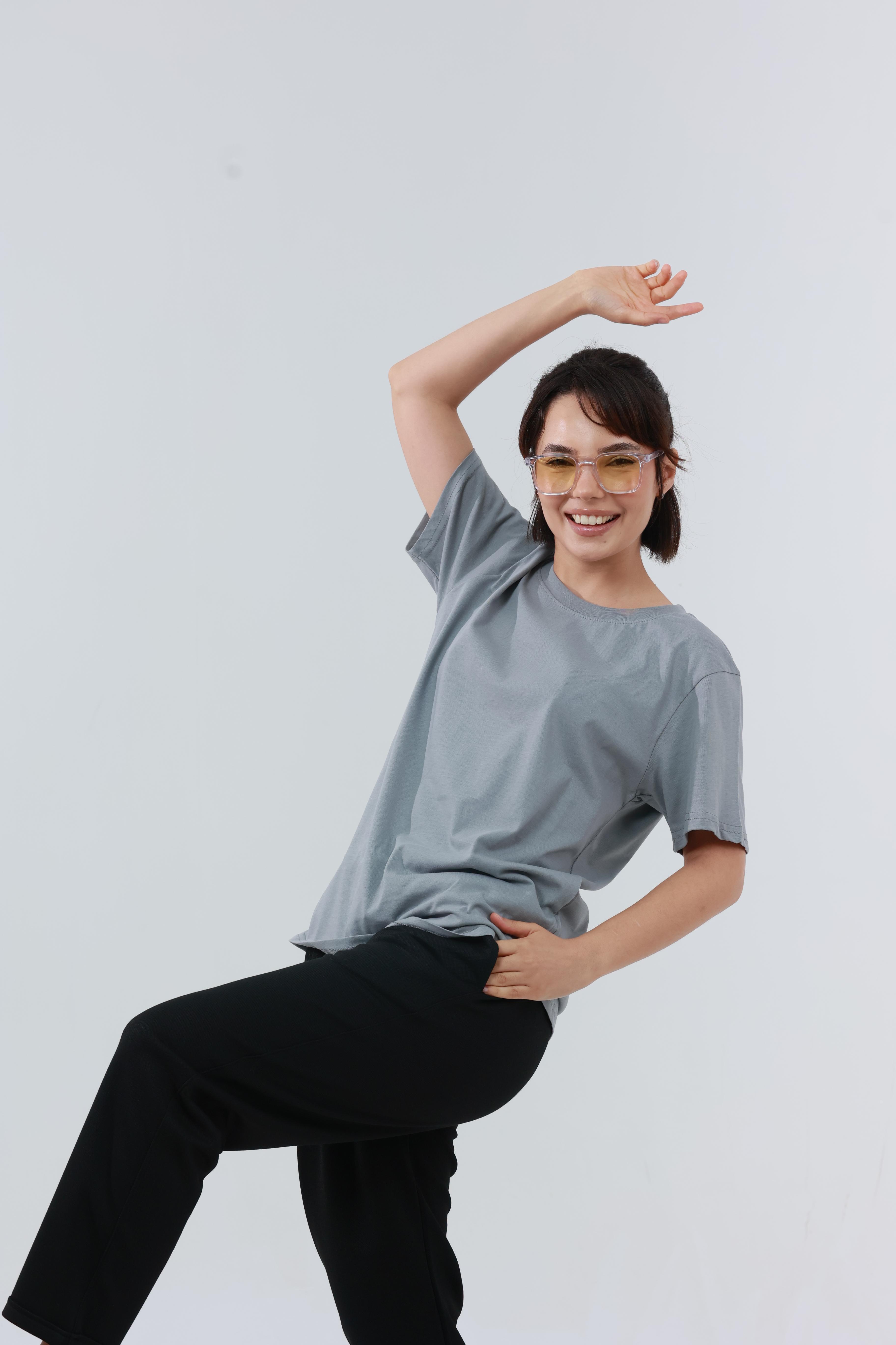 Kadın Penye Regular T-Shirt Gri
